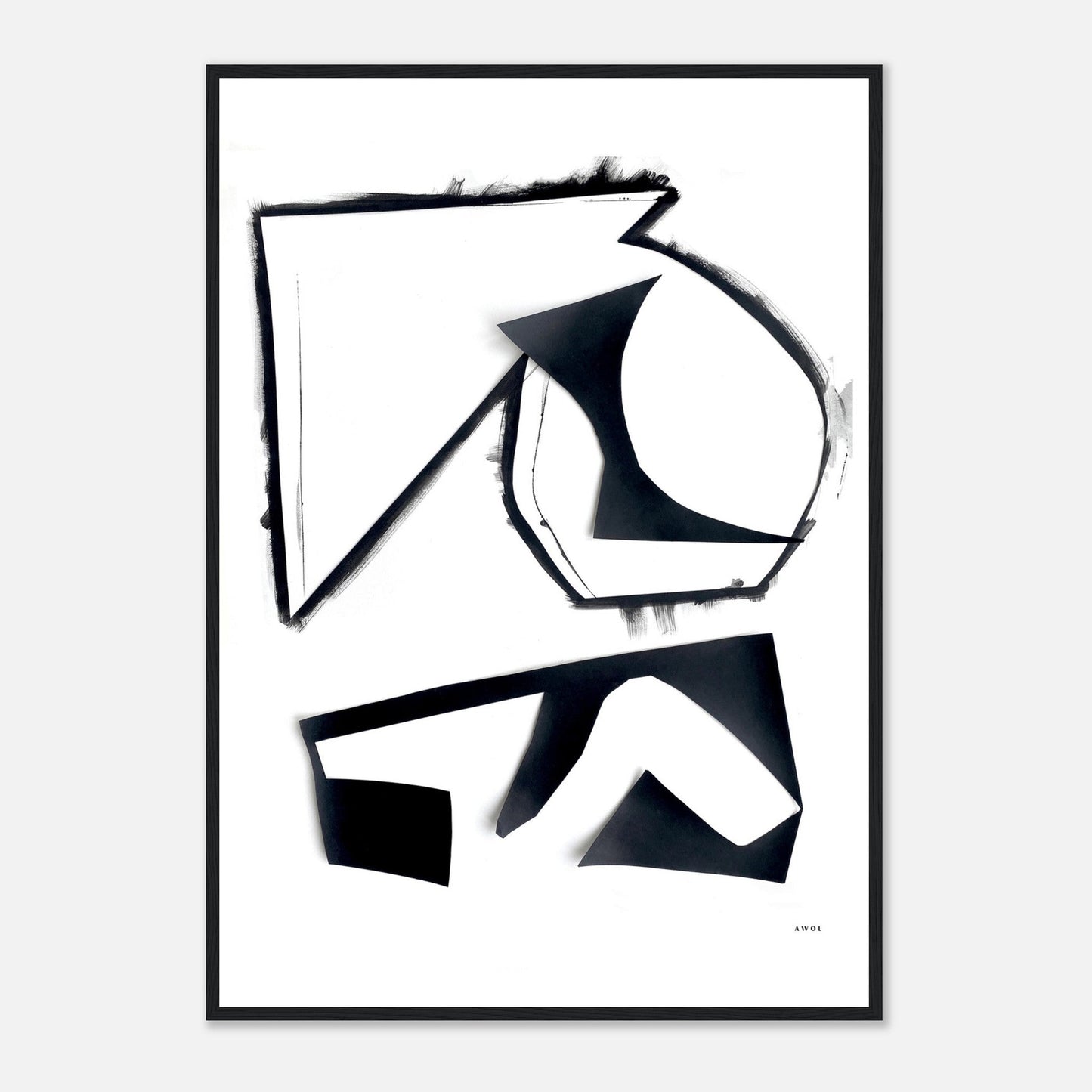Abstract Hiking Trails: Black And White Collage Art: Framed Art Print - Creations Awol
