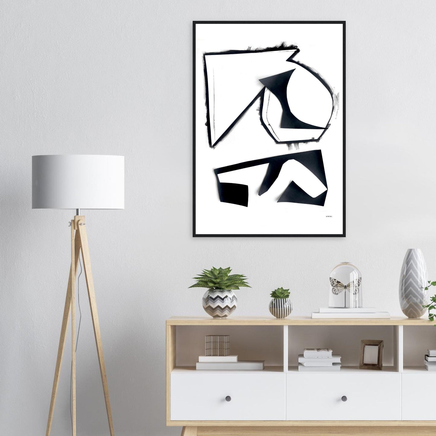Abstract Hiking Trails: Black And White Collage Art: Framed Art Print - Creations Awol