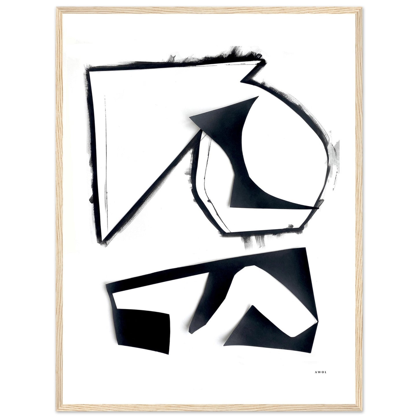 Abstract Hiking Trails: Black And White Collage Art: Framed Art Print - Creations Awol