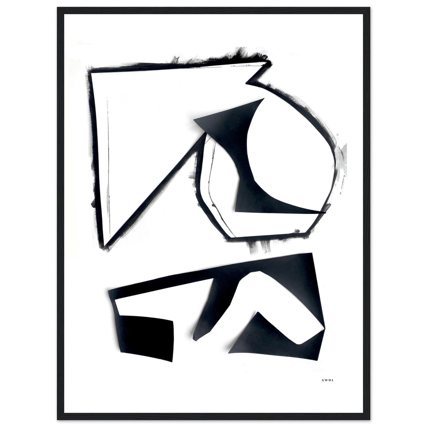 Abstract Hiking Trails: Black And White Collage Art: Framed Art Print - Creations Awol