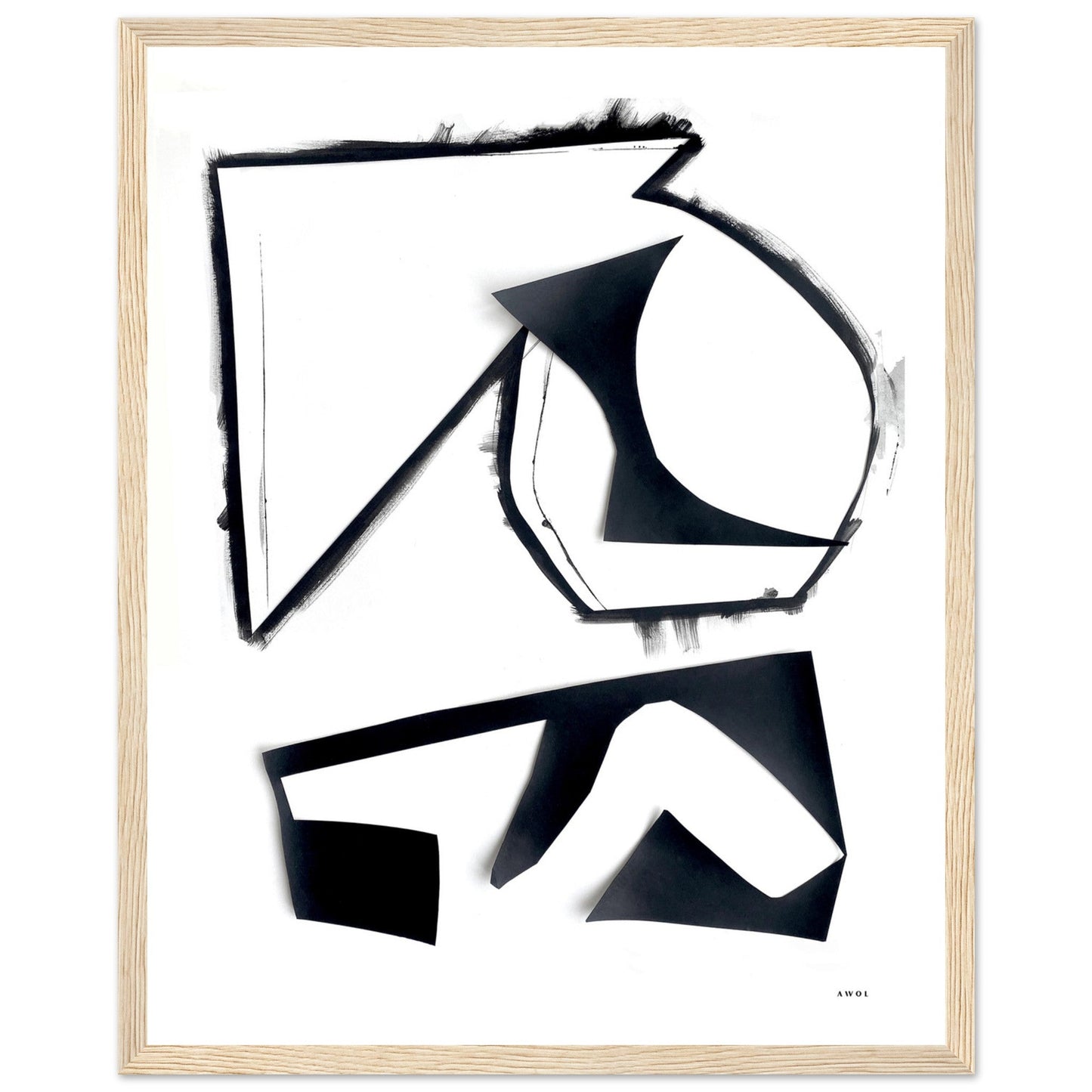 Abstract Hiking Trails: Black And White Collage Art: Framed Art Print - Creations Awol