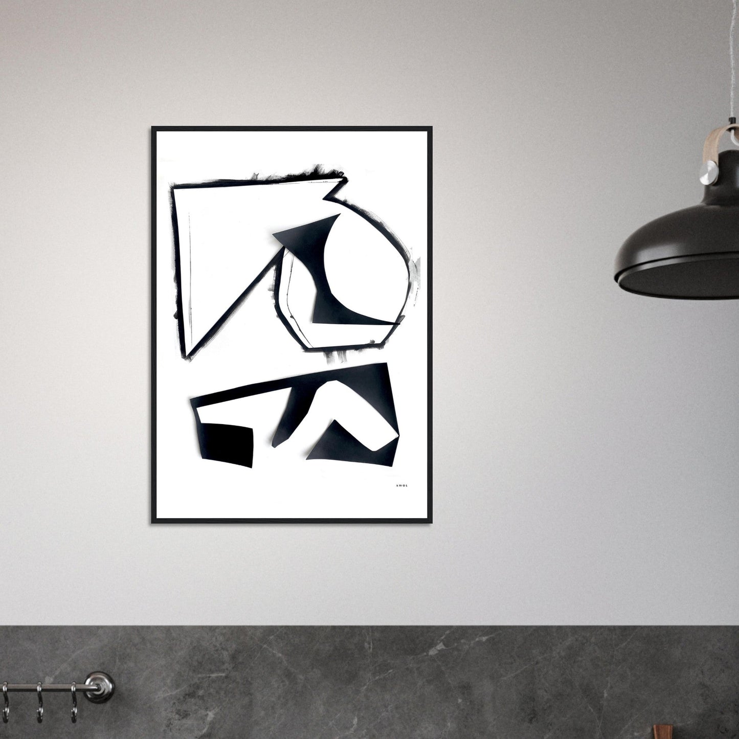 Abstract Hiking Trails: Black And White Collage Art: Framed Art Print - Creations Awol