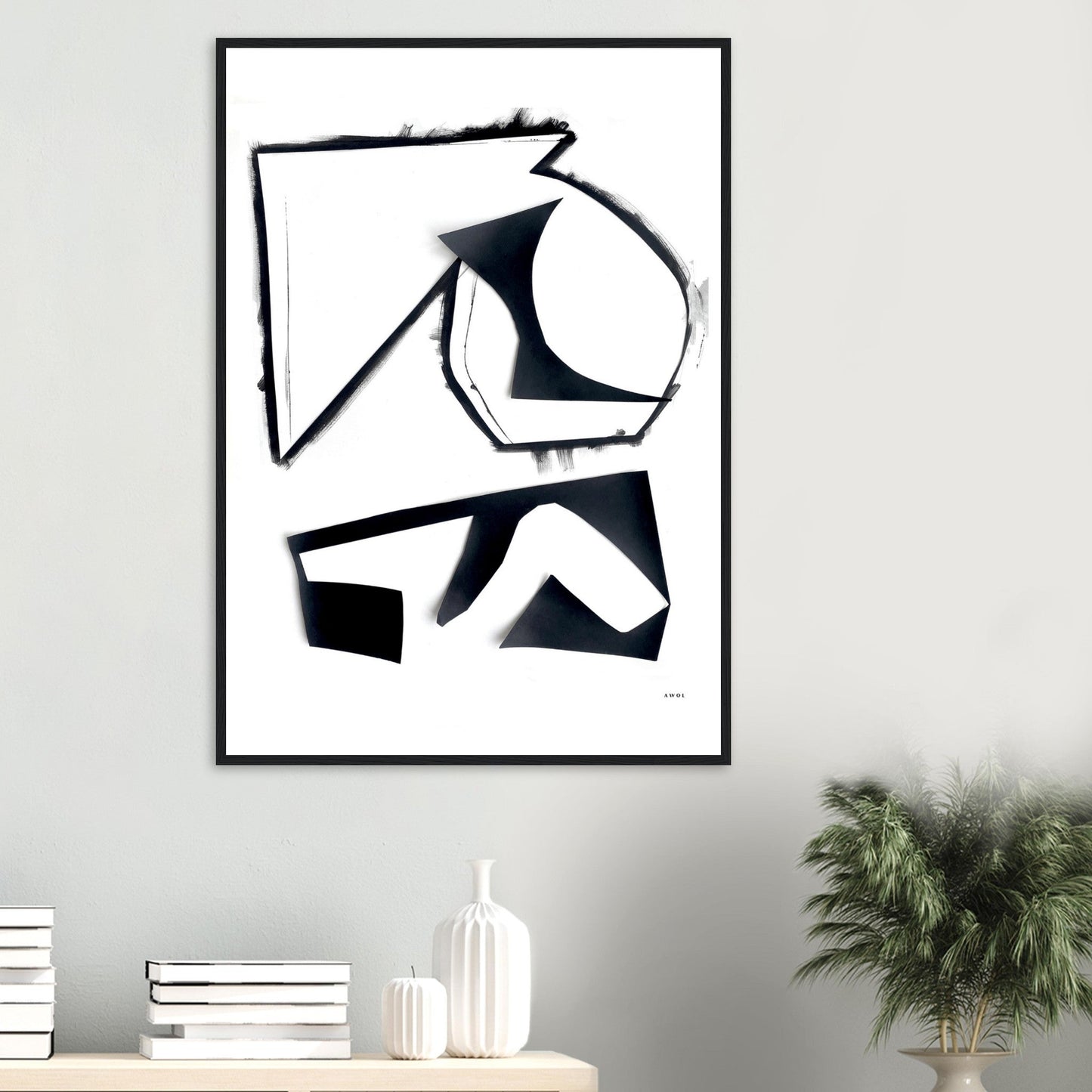Abstract Hiking Trails: Black And White Collage Art: Framed Art Print - Creations Awol