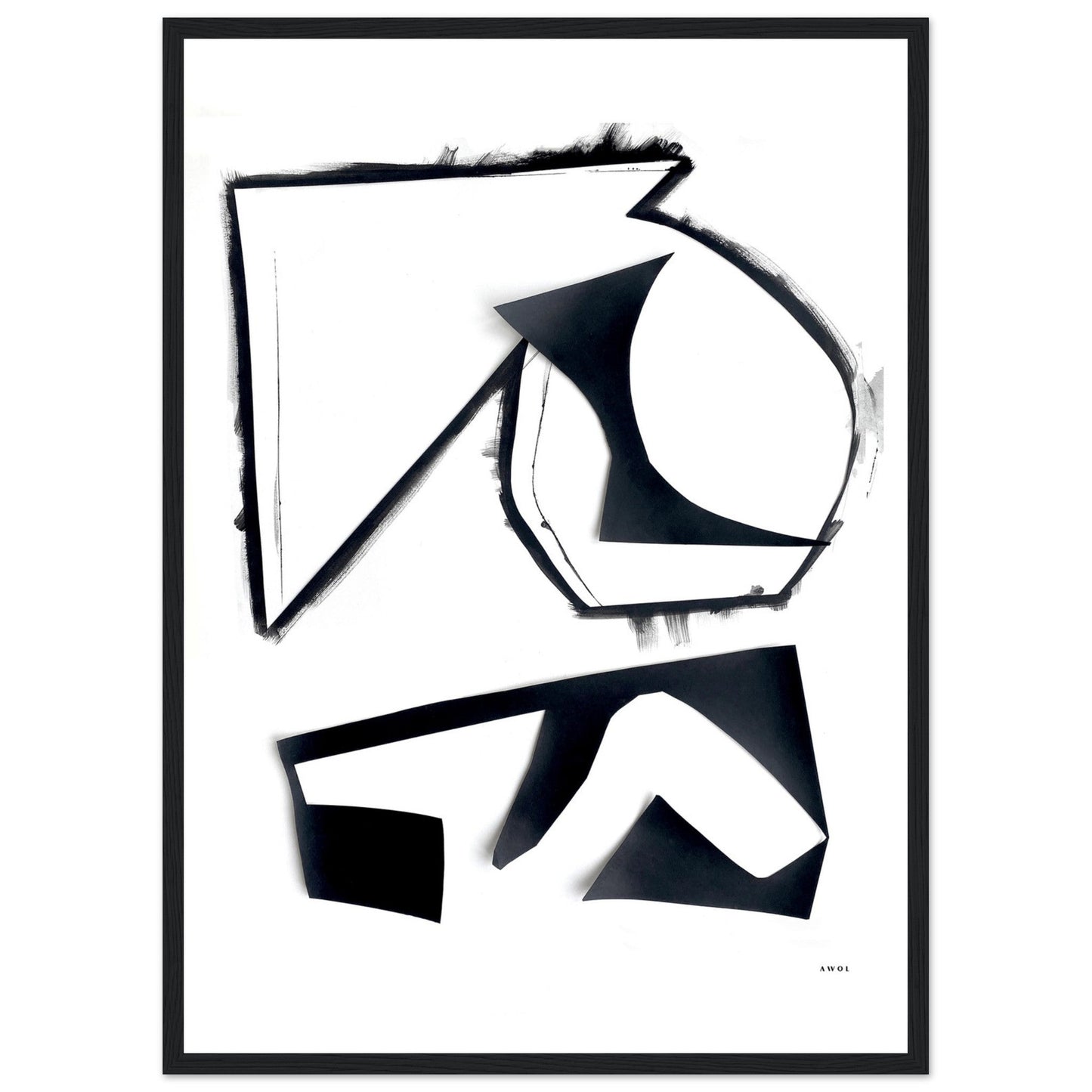 Abstract Hiking Trails: Black And White Collage Art: Framed Art Print - Creations Awol