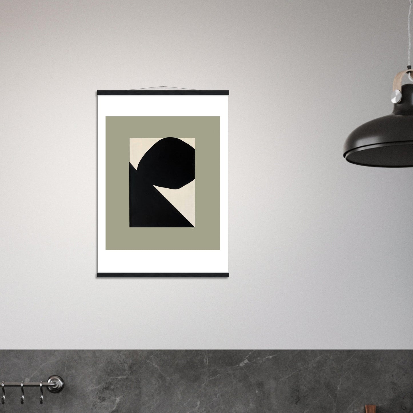 Abstract Landscape Art With Mountain and Rocks: Mixed Media, Poster with Hanger - Creations Awol