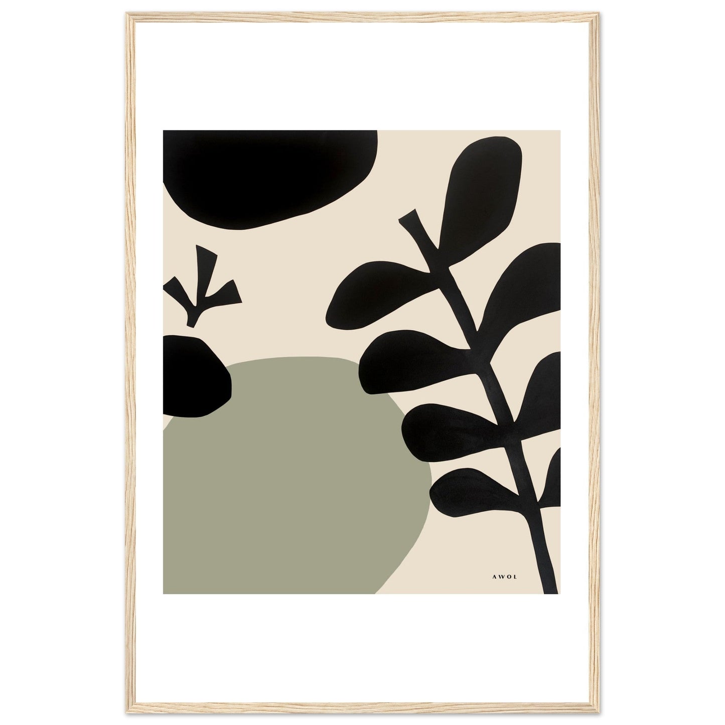Abstract Plant Art, Mediterranean Garden: Premium Paper Wooden Framed Art Print - Creations Awol