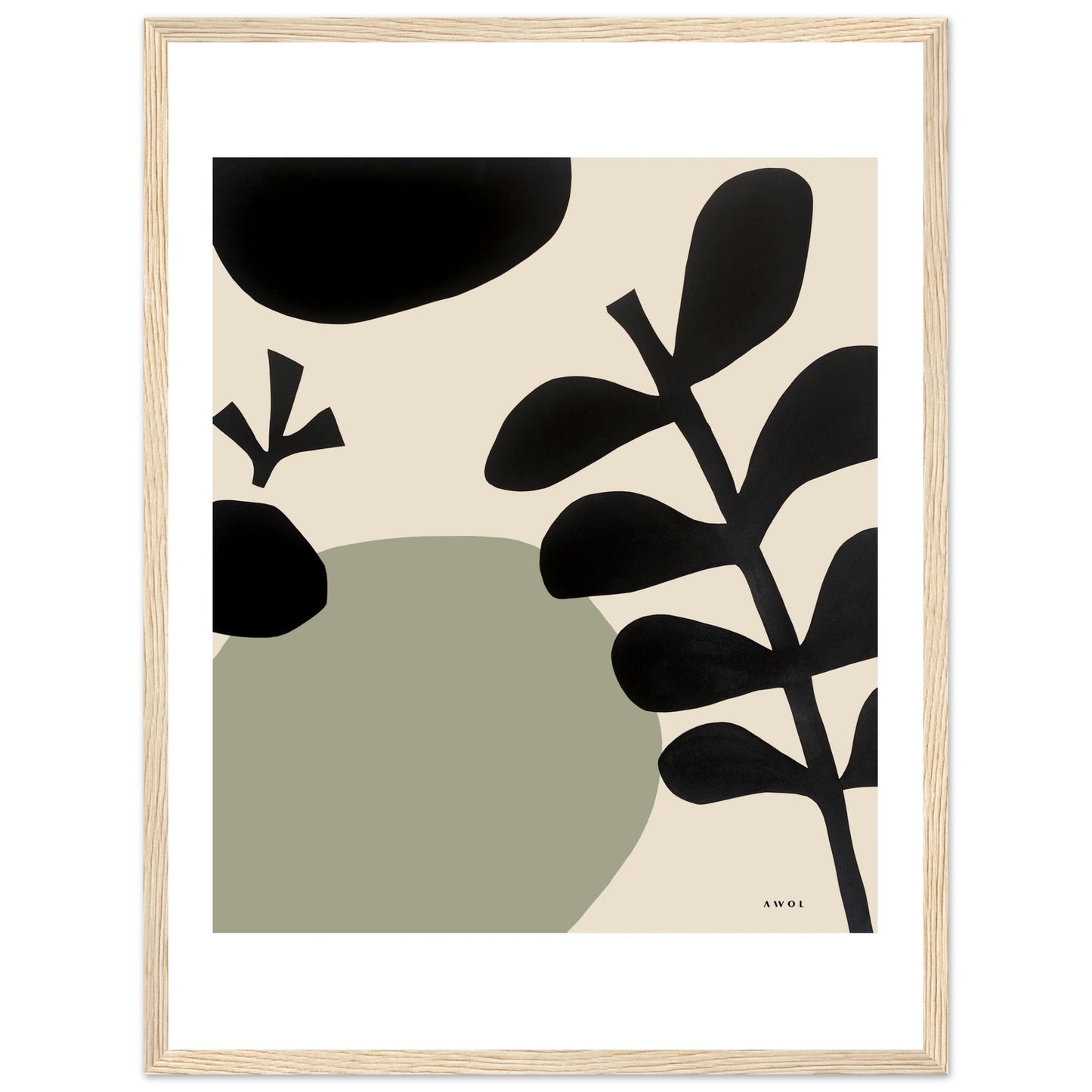 Abstract Plant Art, Mediterranean Garden: Premium Paper Wooden Framed Art Print - Creations Awol