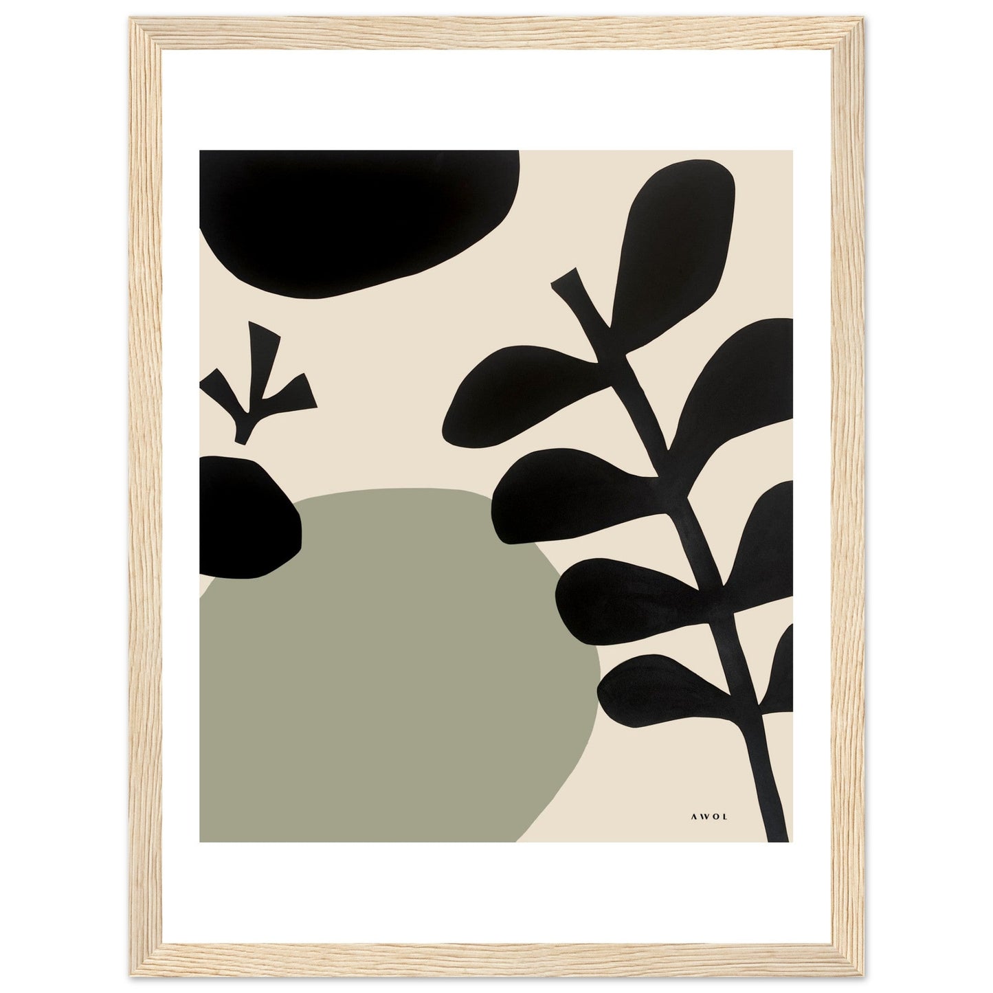 Abstract Plant Art, Mediterranean Garden: Premium Paper Wooden Framed Art Print - Creations Awol