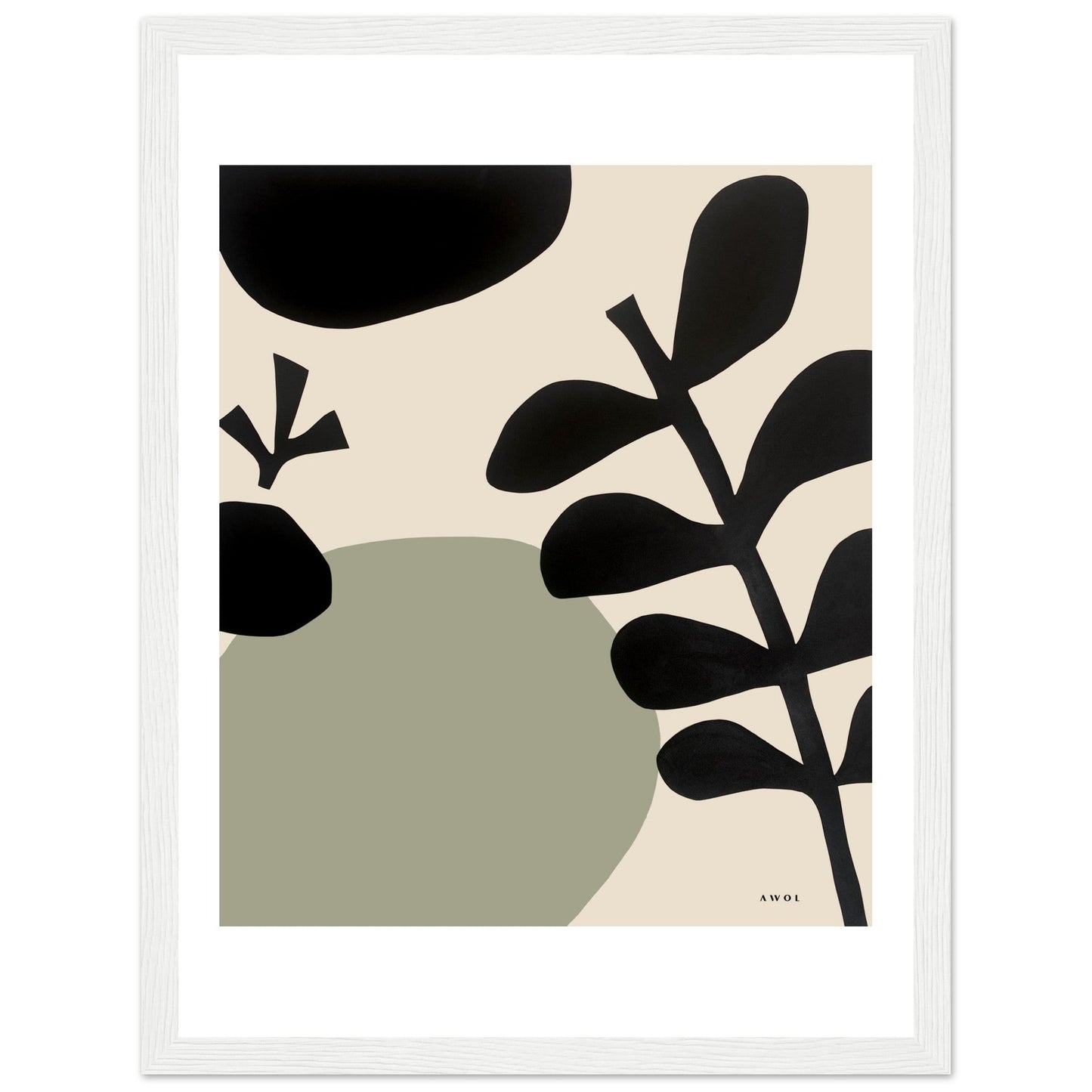 Abstract Plant Art, Mediterranean Garden: Premium Paper Wooden Framed Art Print - Creations Awol