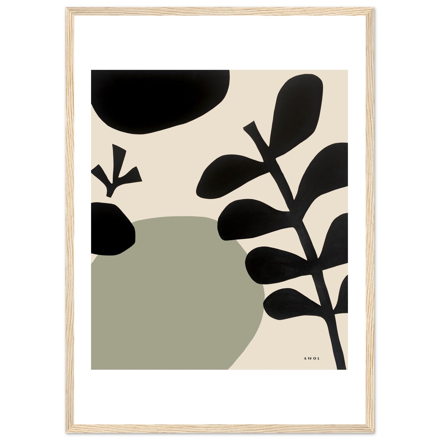 Abstract Plant Art, Mediterranean Garden: Premium Paper Wooden Framed Art Print - Creations Awol