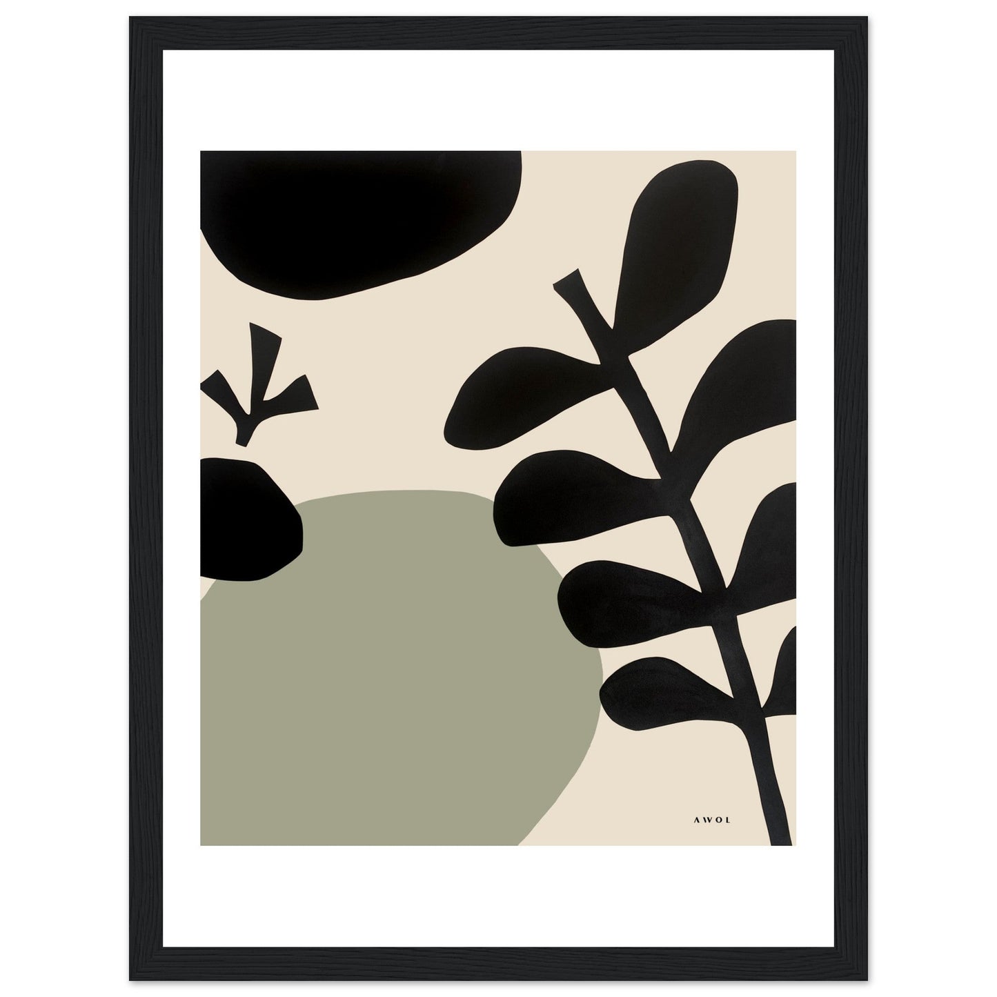 Abstract Plant Art, Mediterranean Garden: Premium Paper Wooden Framed Art Print - Creations Awol