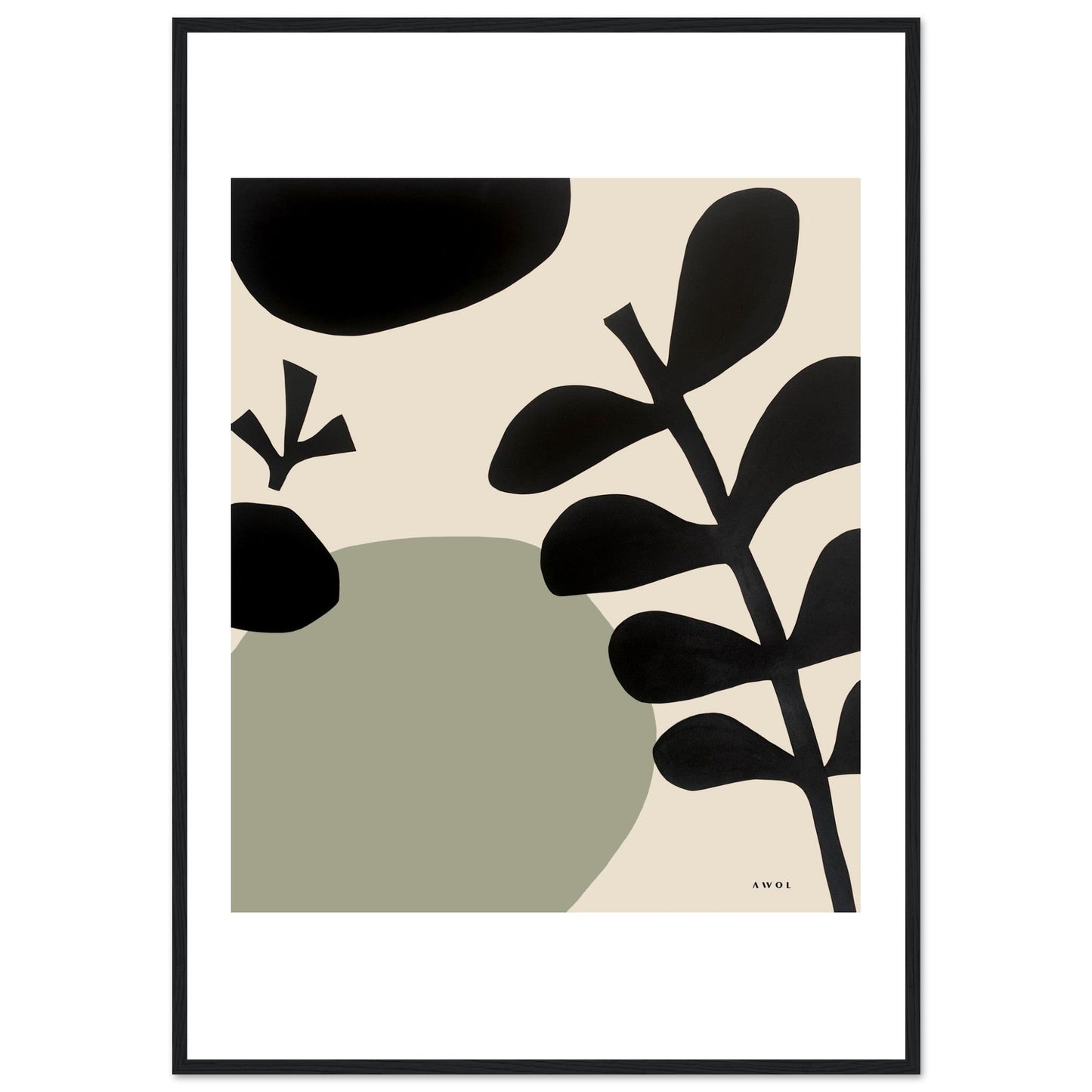 Abstract Plant Art, Mediterranean Garden: Premium Paper Wooden Framed Art Print - Creations Awol