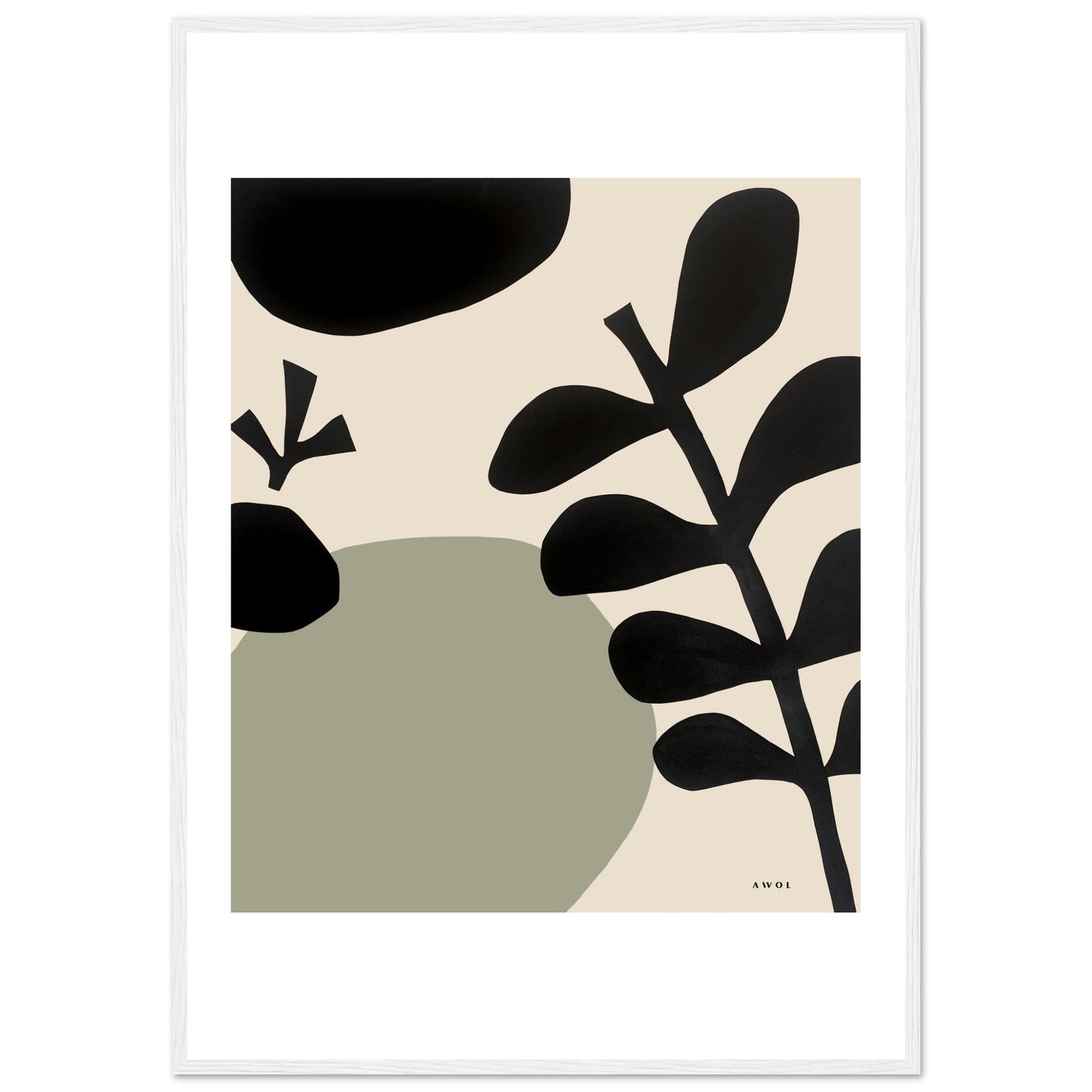 Abstract Plant Art, Mediterranean Garden: Premium Paper Wooden Framed Art Print - Creations Awol