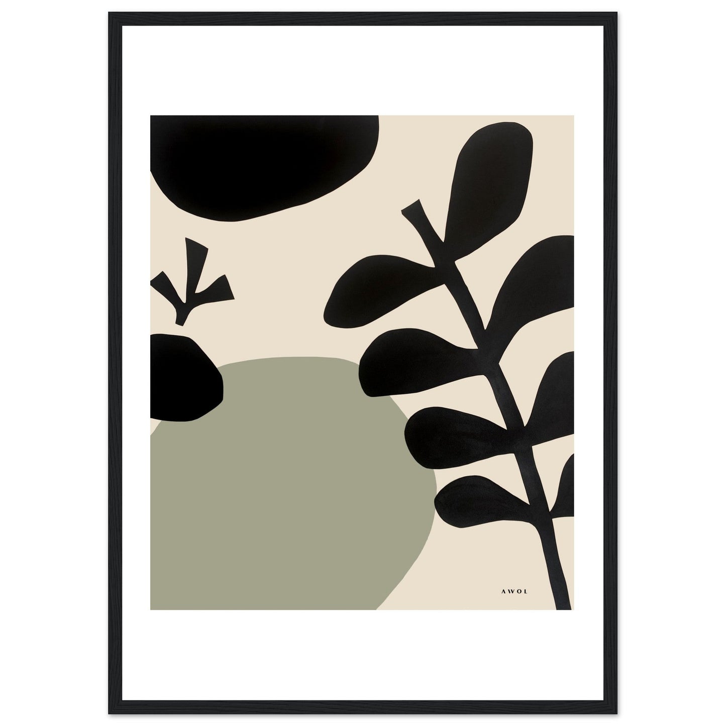 Abstract Plant Art, Mediterranean Garden: Premium Paper Wooden Framed Art Print - Creations Awol