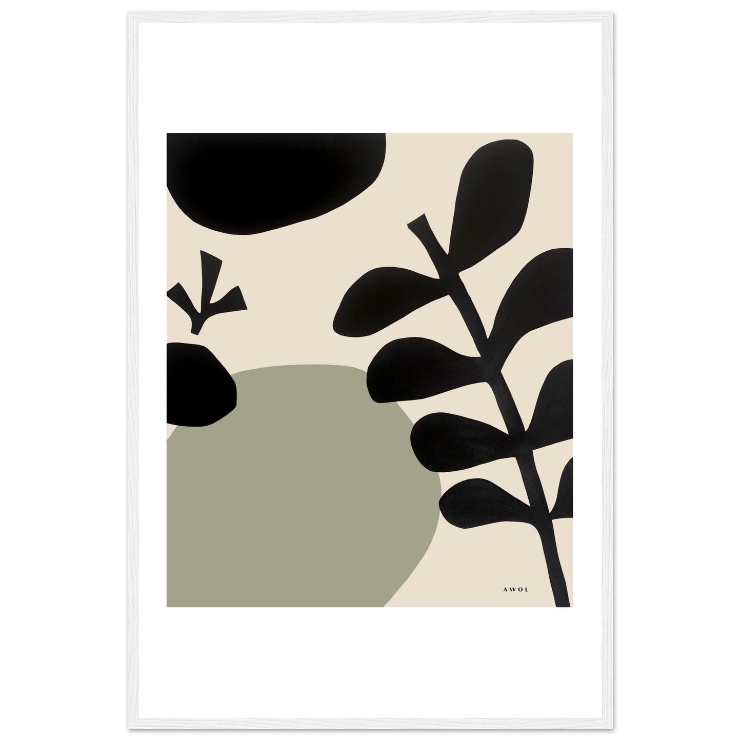 Abstract Plant Art, Mediterranean Garden: Premium Paper Wooden Framed Art Print - Creations Awol