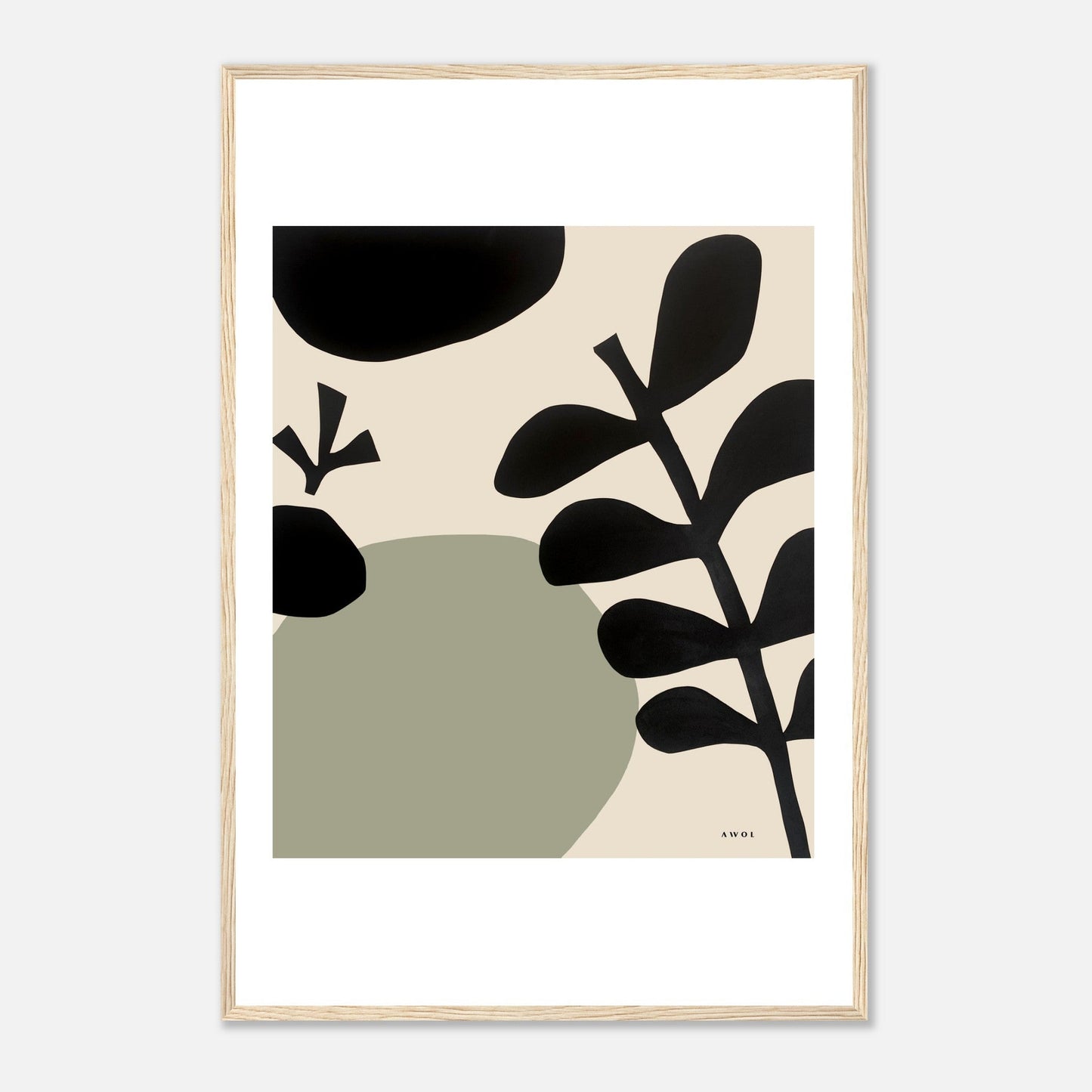 Abstract Plant Art, Mediterranean Garden: Premium Paper Wooden Framed Art Print - Creations Awol