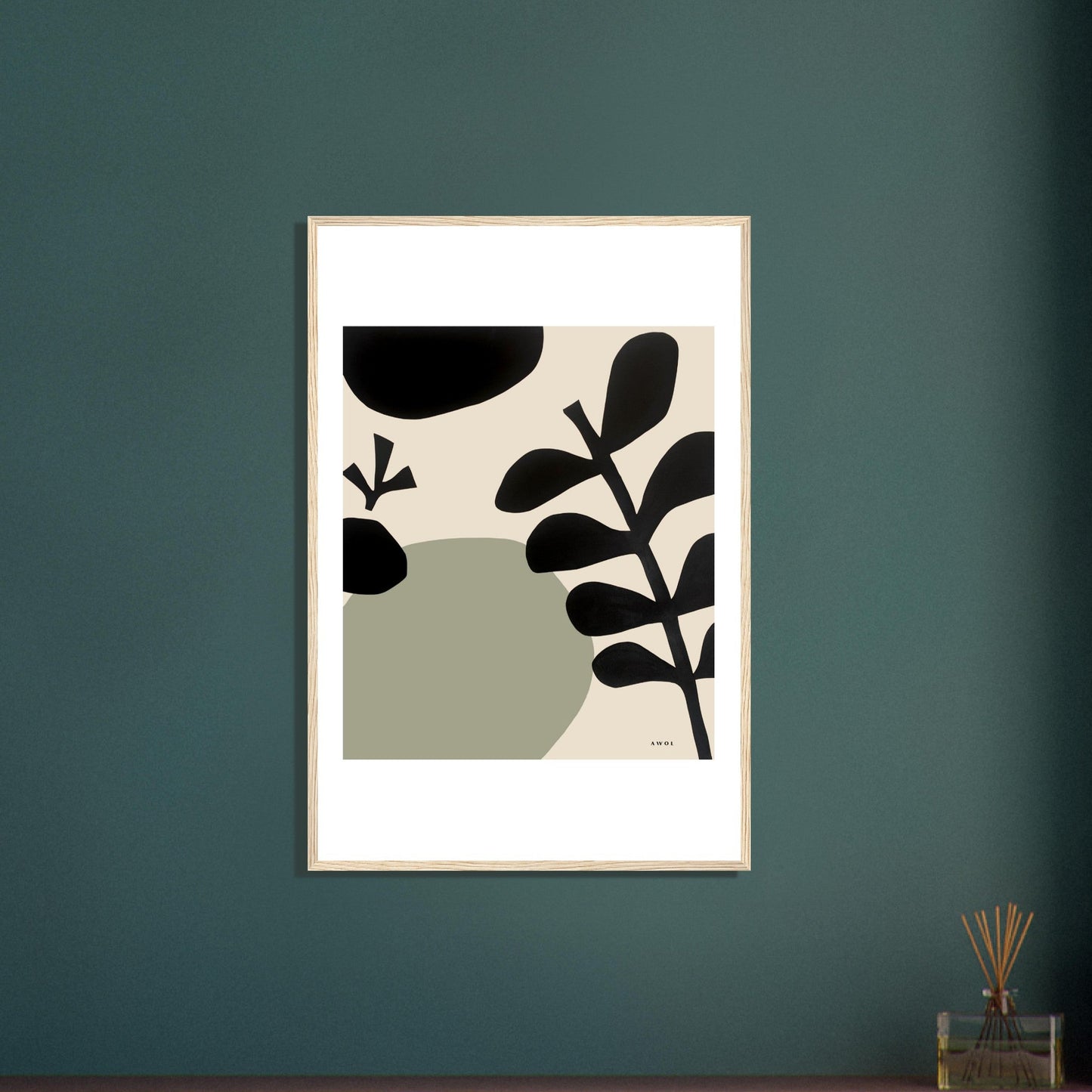 Abstract Plant Art, Mediterranean Garden: Premium Paper Wooden Framed Art Print - Creations Awol