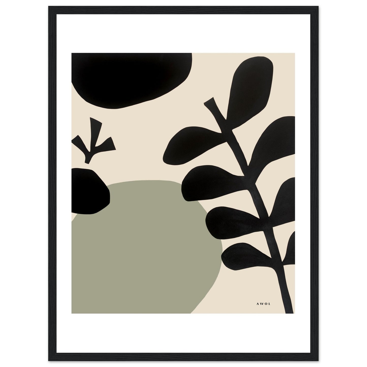 Abstract Plant Art, Mediterranean Garden: Premium Paper Wooden Framed Art Print - Creations Awol