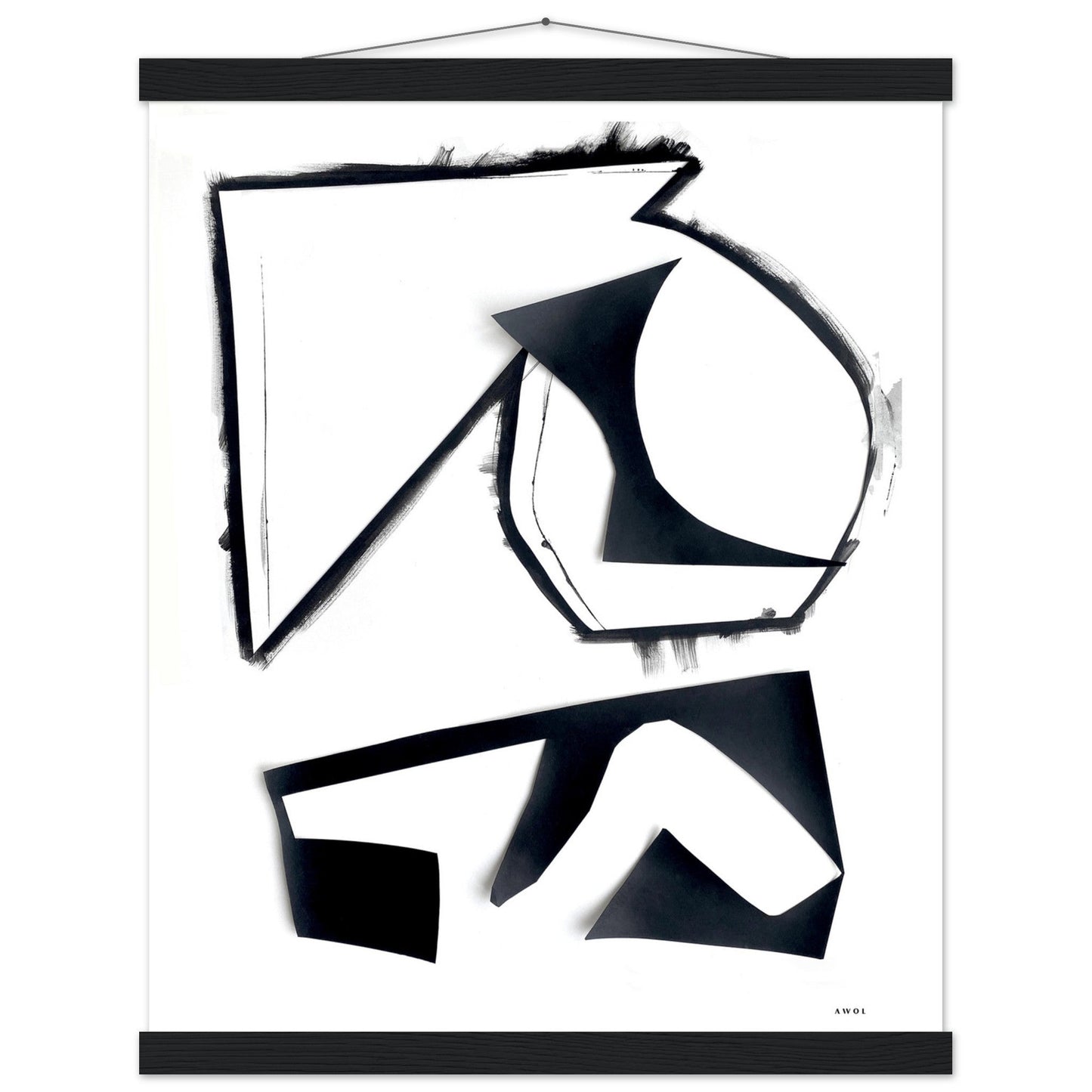 Abstract Rock Formations, Black And White Abstraction: Poster With Hanger - Creations Awol