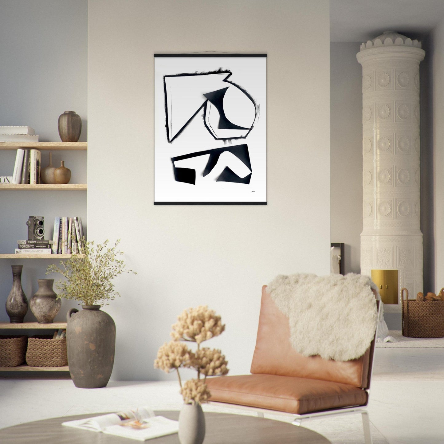 Abstract Rock Formations, Black And White Abstraction: Poster With Hanger - Creations Awol