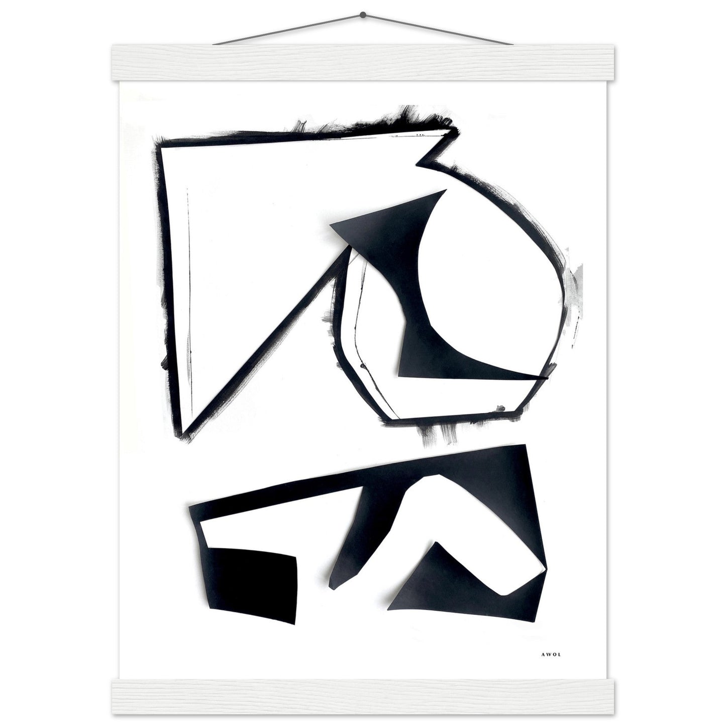 Abstract Rock Formations, Black And White Abstraction: Poster With Hanger - Creations Awol