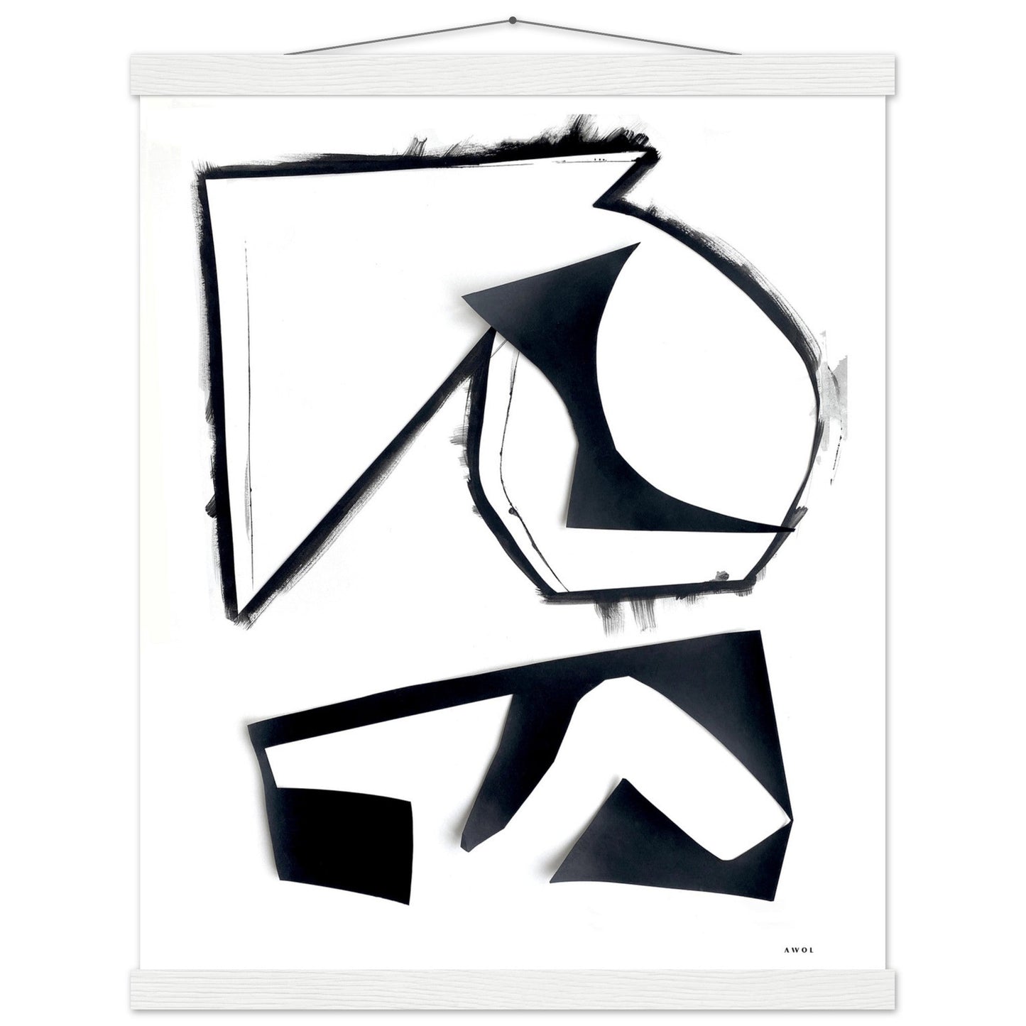 Abstract Rock Formations, Black And White Abstraction: Poster With Hanger - Creations Awol