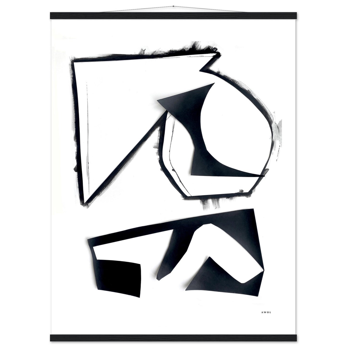 Abstract Rock Formations, Black And White Abstraction: Poster With Hanger - Creations Awol