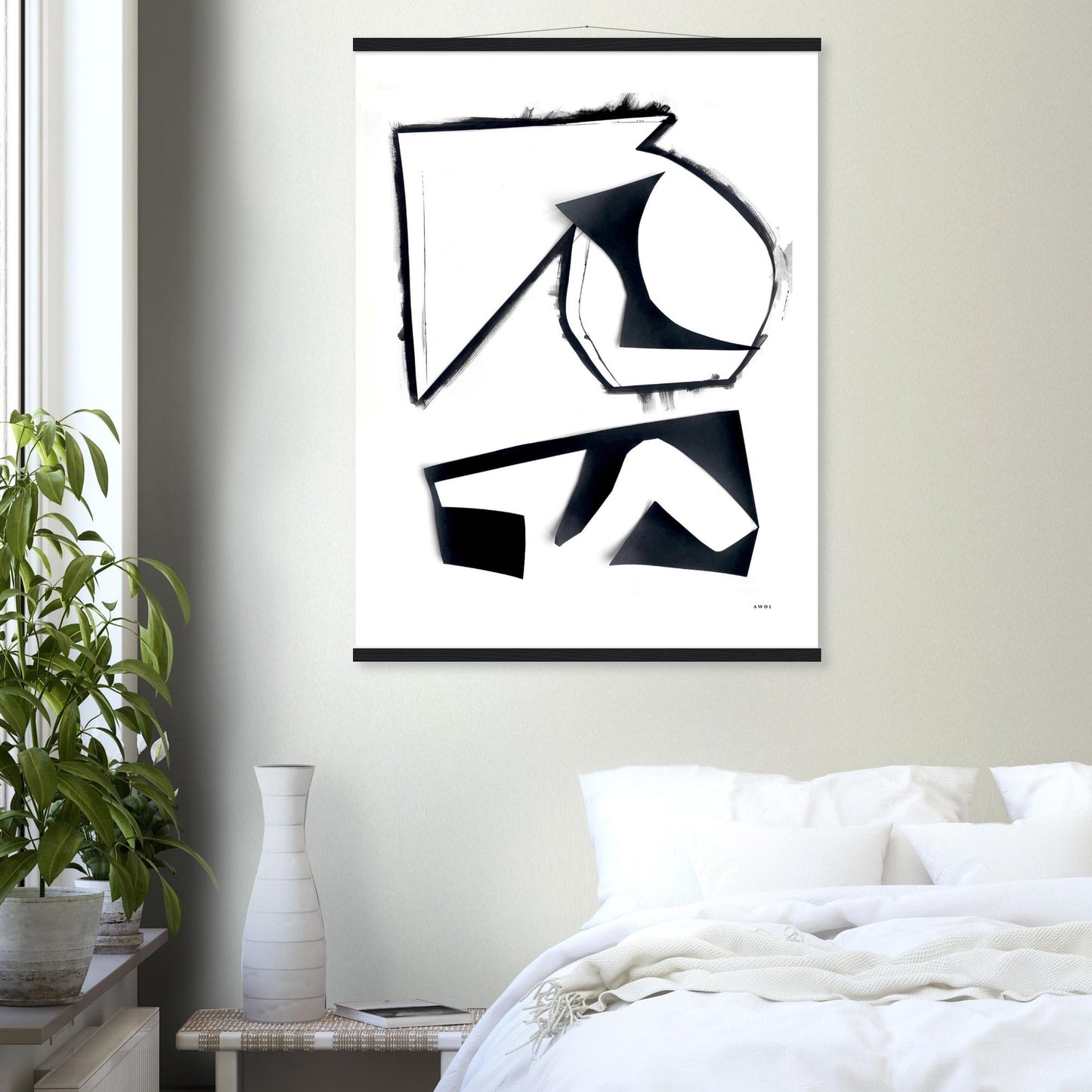 Abstract Rock Formations, Black And White Abstraction: Poster With Hanger - Creations Awol