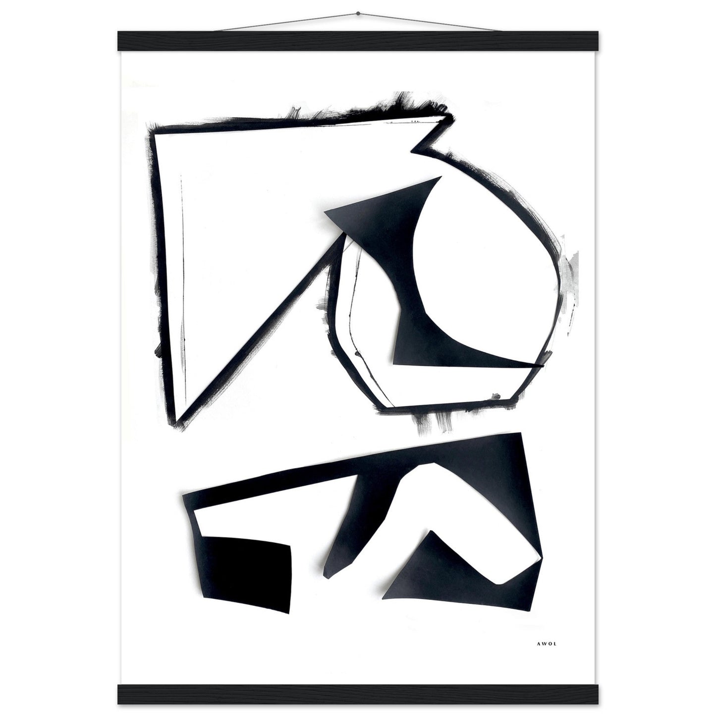 Abstract Rock Formations, Black And White Abstraction: Poster With Hanger - Creations Awol