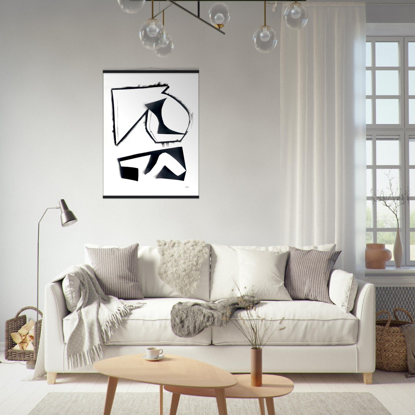 Abstract Rock Formations, Black And White Abstraction: Poster With Hanger - Creations Awol