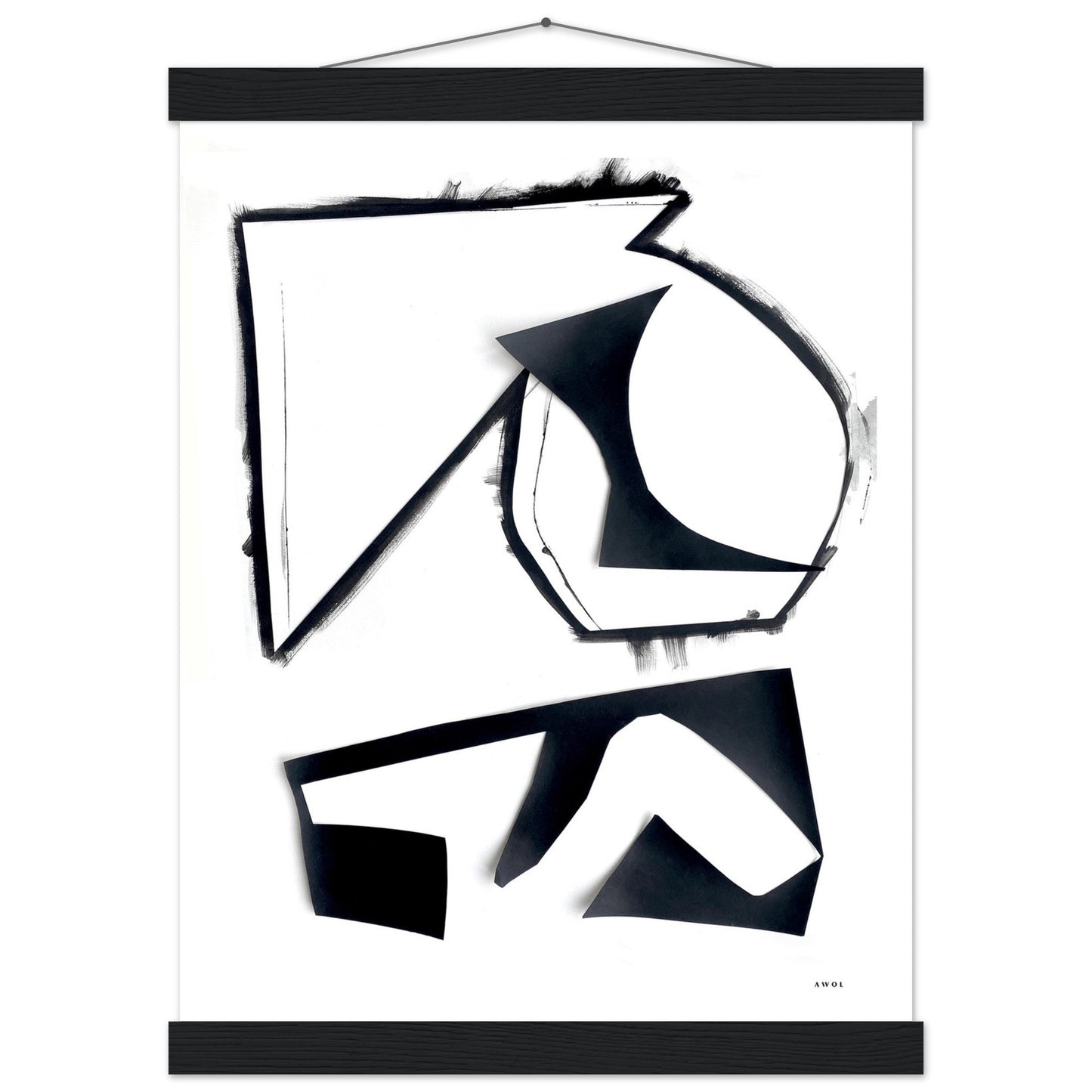 Abstract Rock Formations, Black And White Abstraction: Poster With Hanger - Creations Awol