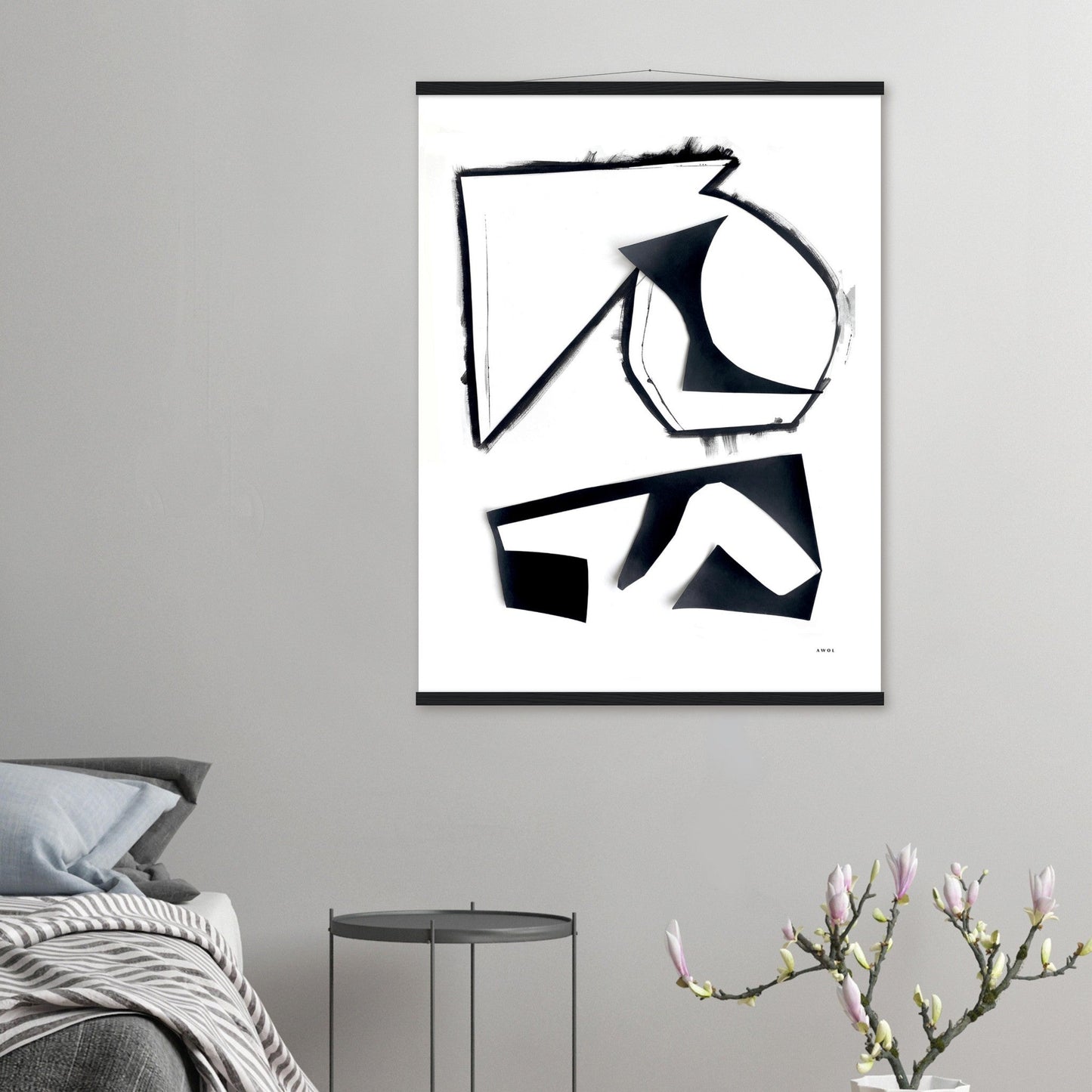 Abstract Rock Formations, Black And White Abstraction: Poster With Hanger - Creations Awol