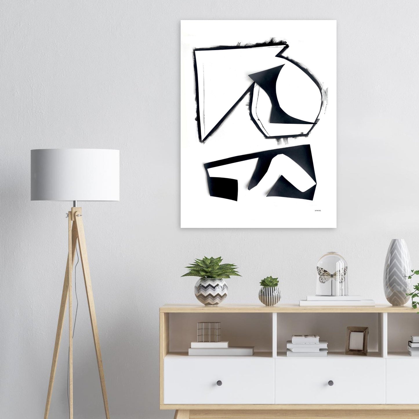 Abstract Rock Formations: Black And White Minimalist Shapes, Art Poster - Creations Awol