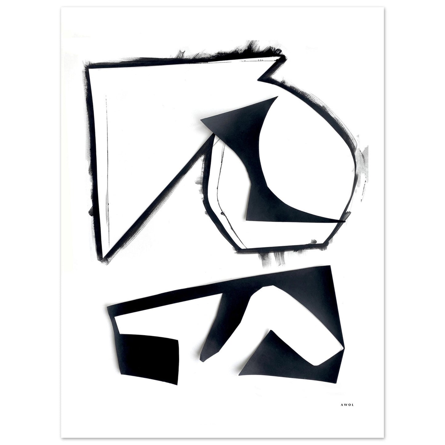 Abstract Rock Formations: Black And White Minimalist Shapes, Art Poster - Creations Awol