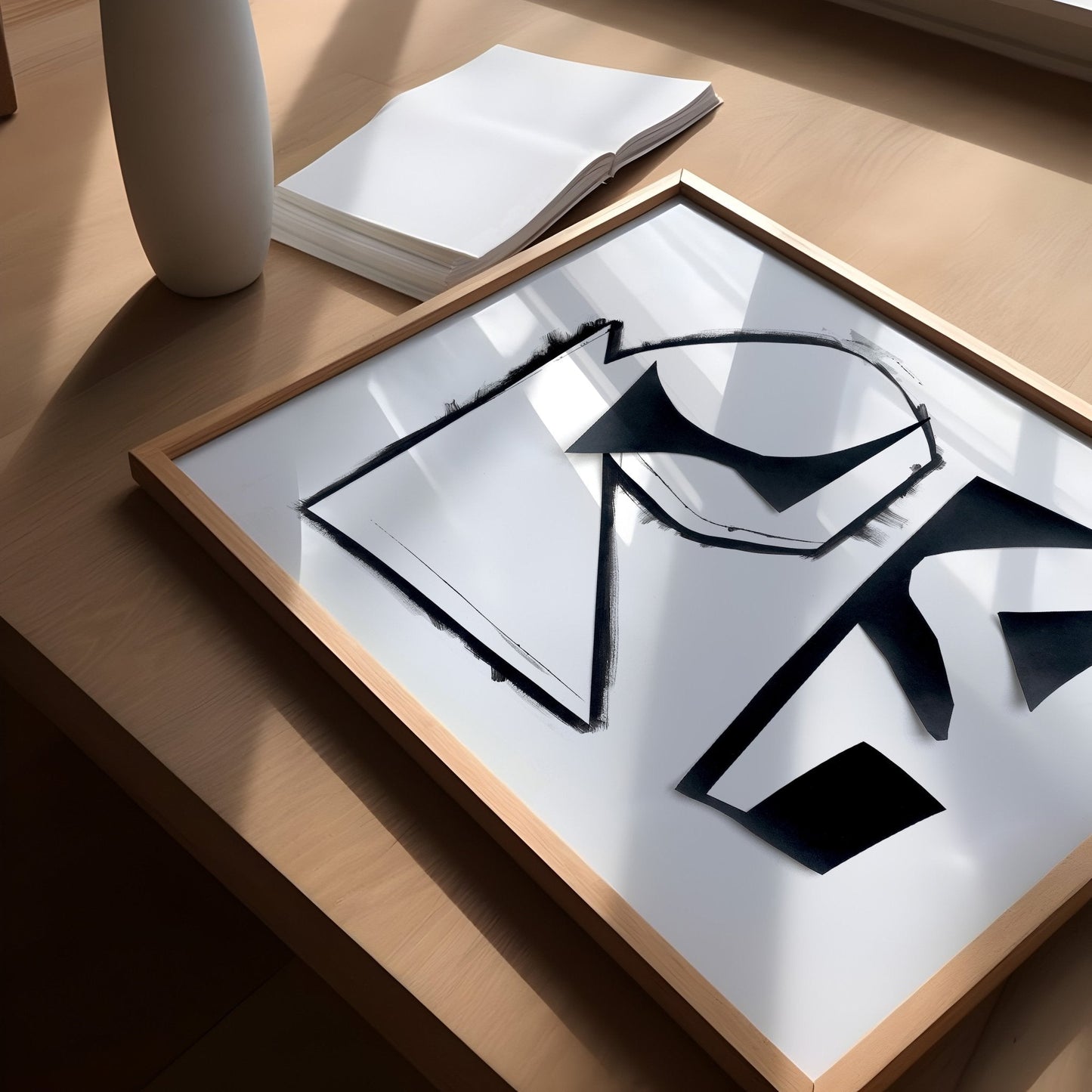Abstract Rock Formations: Black And White Minimalist Shapes, Art Poster - Creations Awol