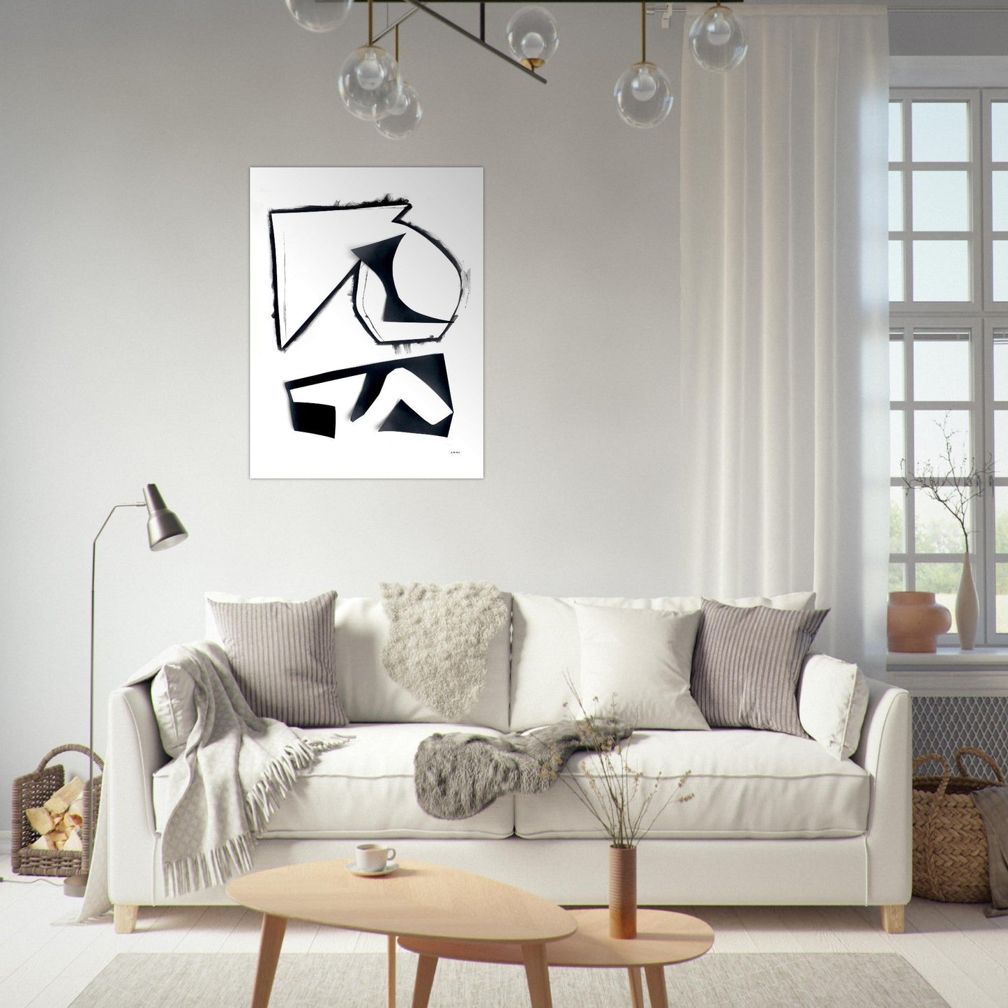 Abstract Rock Formations: Black And White Minimalist Shapes, Art Poster - Creations Awol
