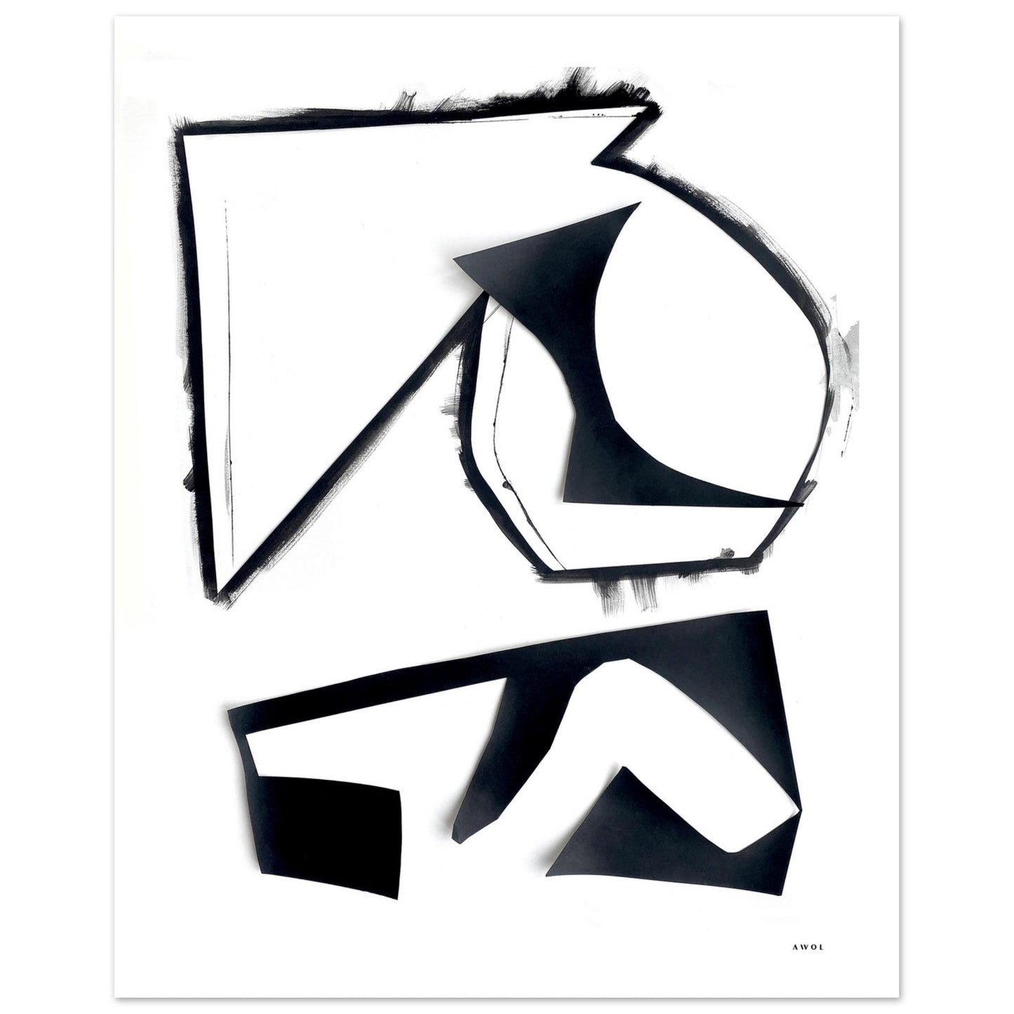 Abstract Rock Formations: Black And White Minimalist Shapes, Art Poster - Creations Awol