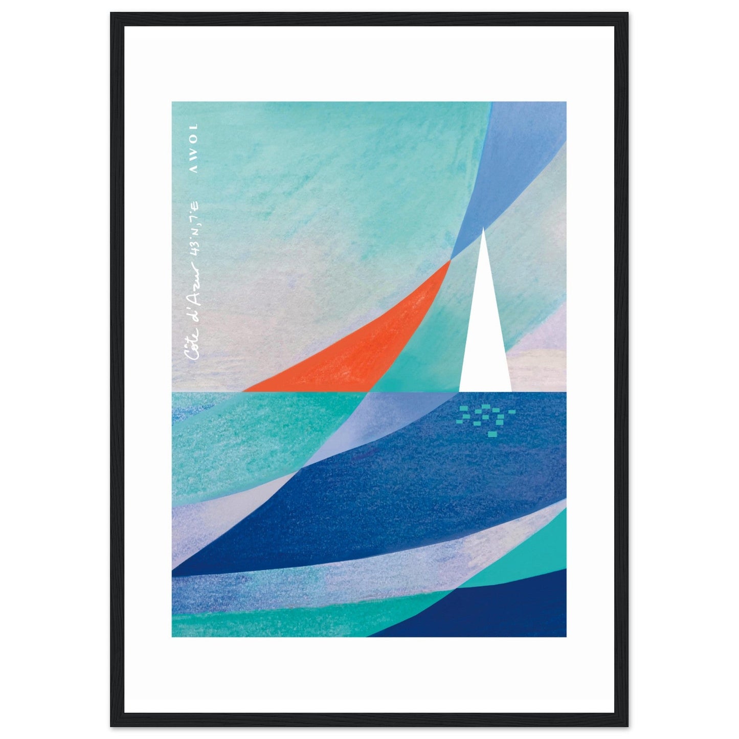 Abstract Sailboat Sailing On The Mediterranean Sea: Wooden Framed Art Print - Creations Awol