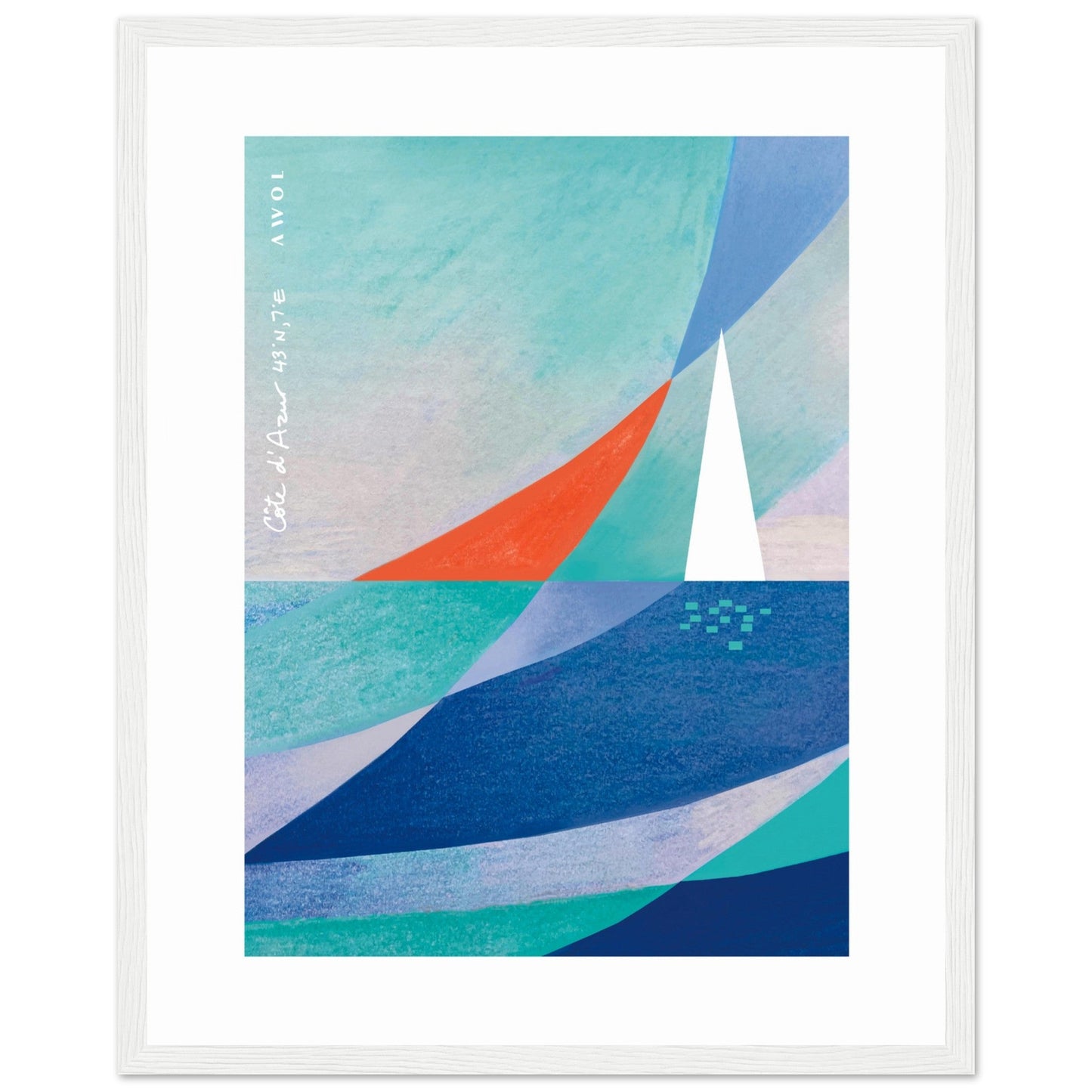 Abstract Sailboat Sailing On The Mediterranean Sea: Wooden Framed Art Print - Creations Awol