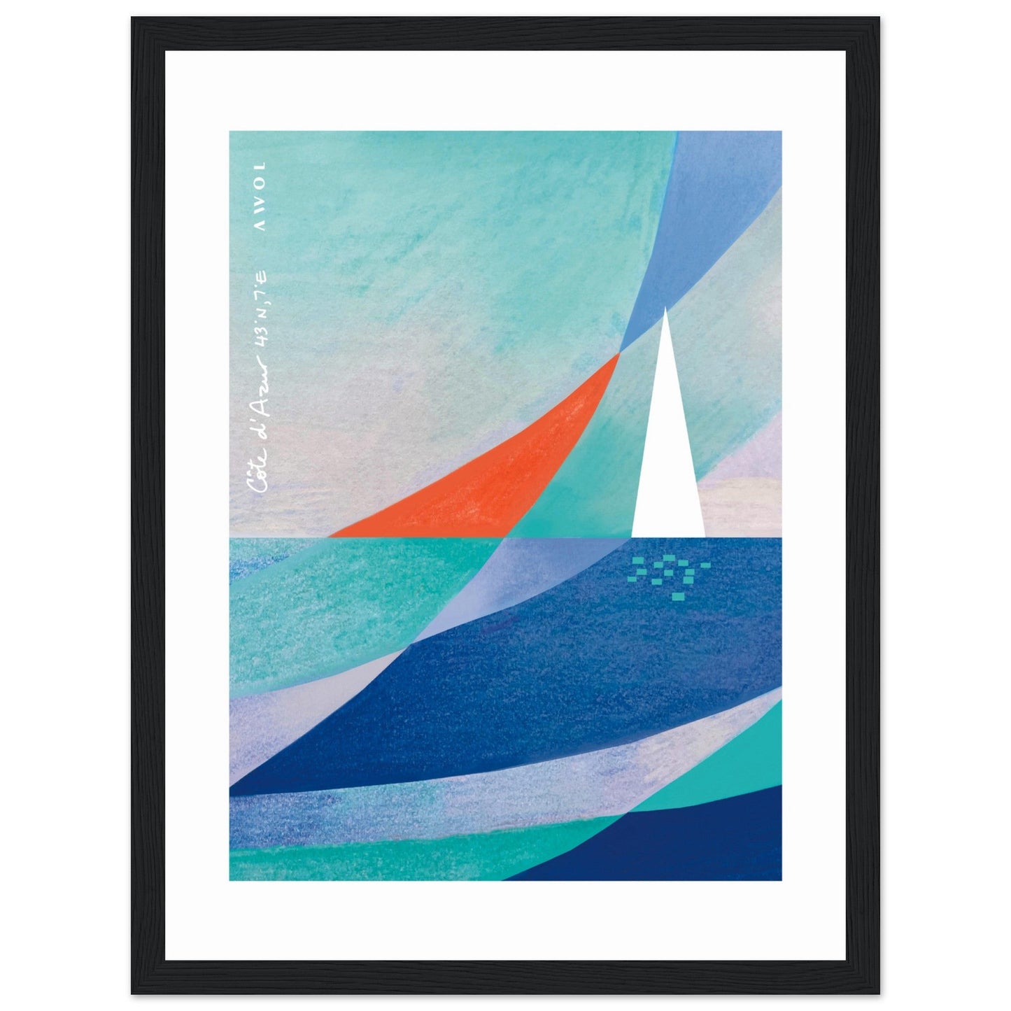 Abstract Sailboat Sailing On The Mediterranean Sea: Wooden Framed Art Print - Creations Awol