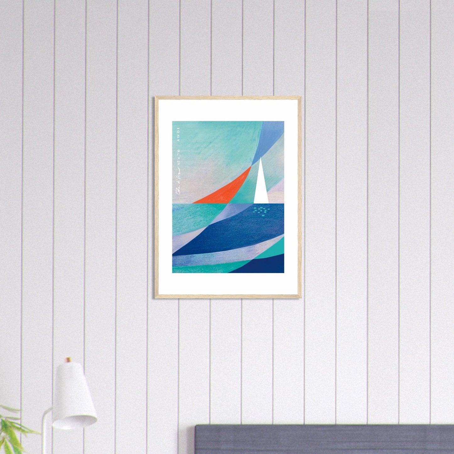 Abstract Sailboat Sailing On The Mediterranean Sea: Wooden Framed Art Print - Creations Awol