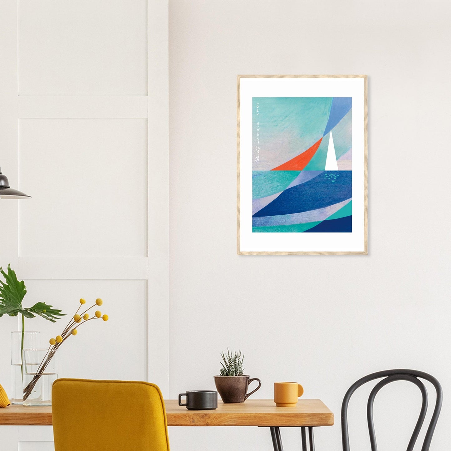 Abstract Sailboat Sailing On The Mediterranean Sea: Wooden Framed Art Print - Creations Awol