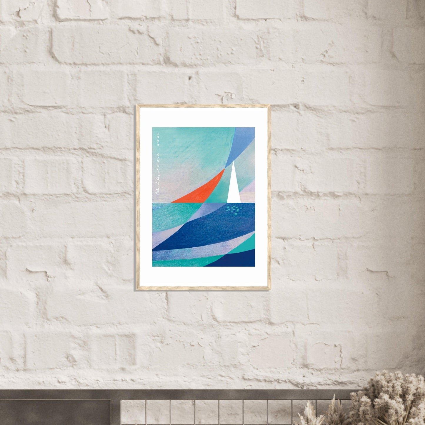 Abstract Sailboat Sailing On The Mediterranean Sea: Wooden Framed Art Print - Creations Awol