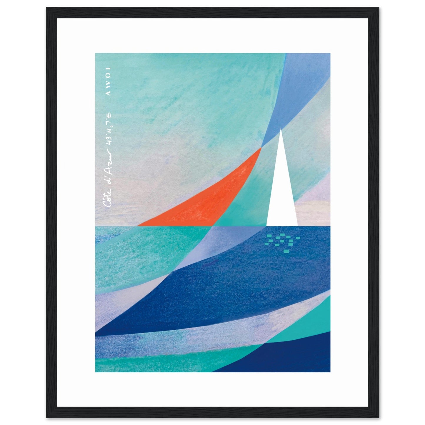 Abstract Sailboat Sailing On The Mediterranean Sea: Wooden Framed Art Print - Creations Awol