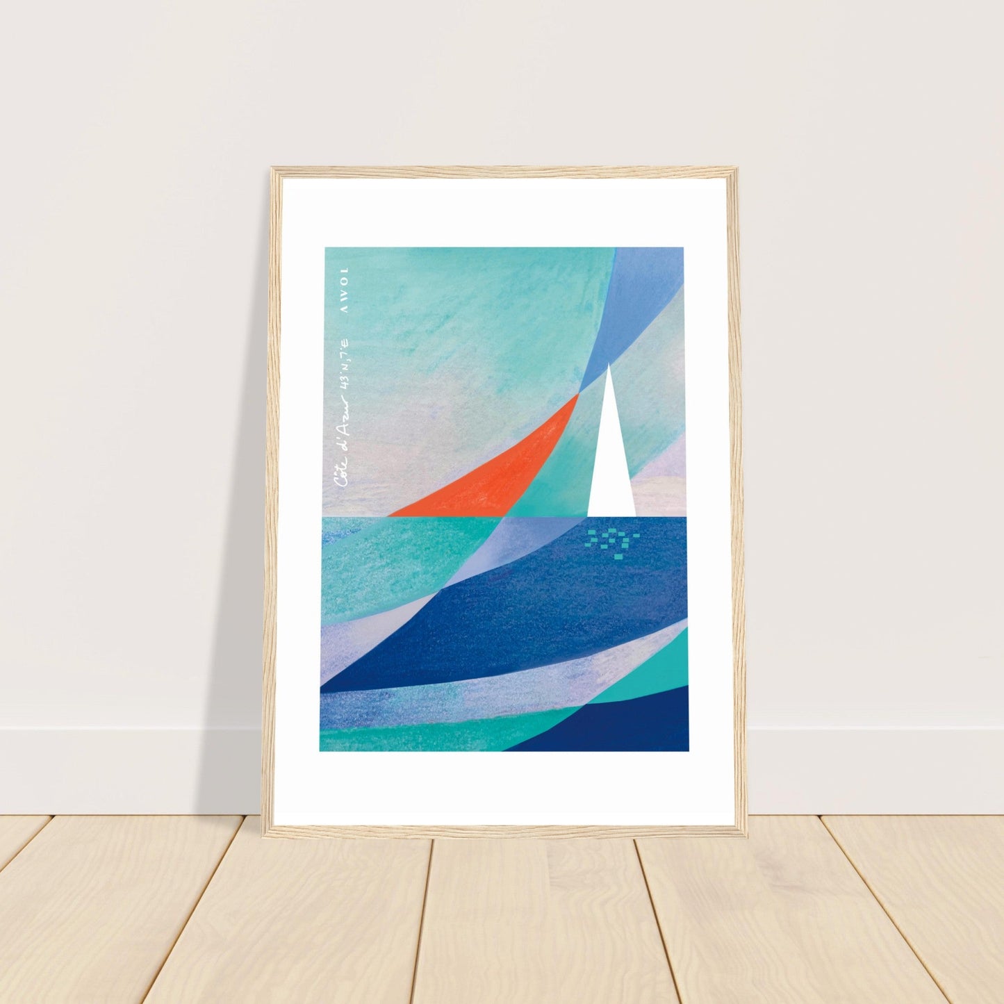 Abstract Sailboat Sailing On The Mediterranean Sea: Wooden Framed Art Print - Creations Awol