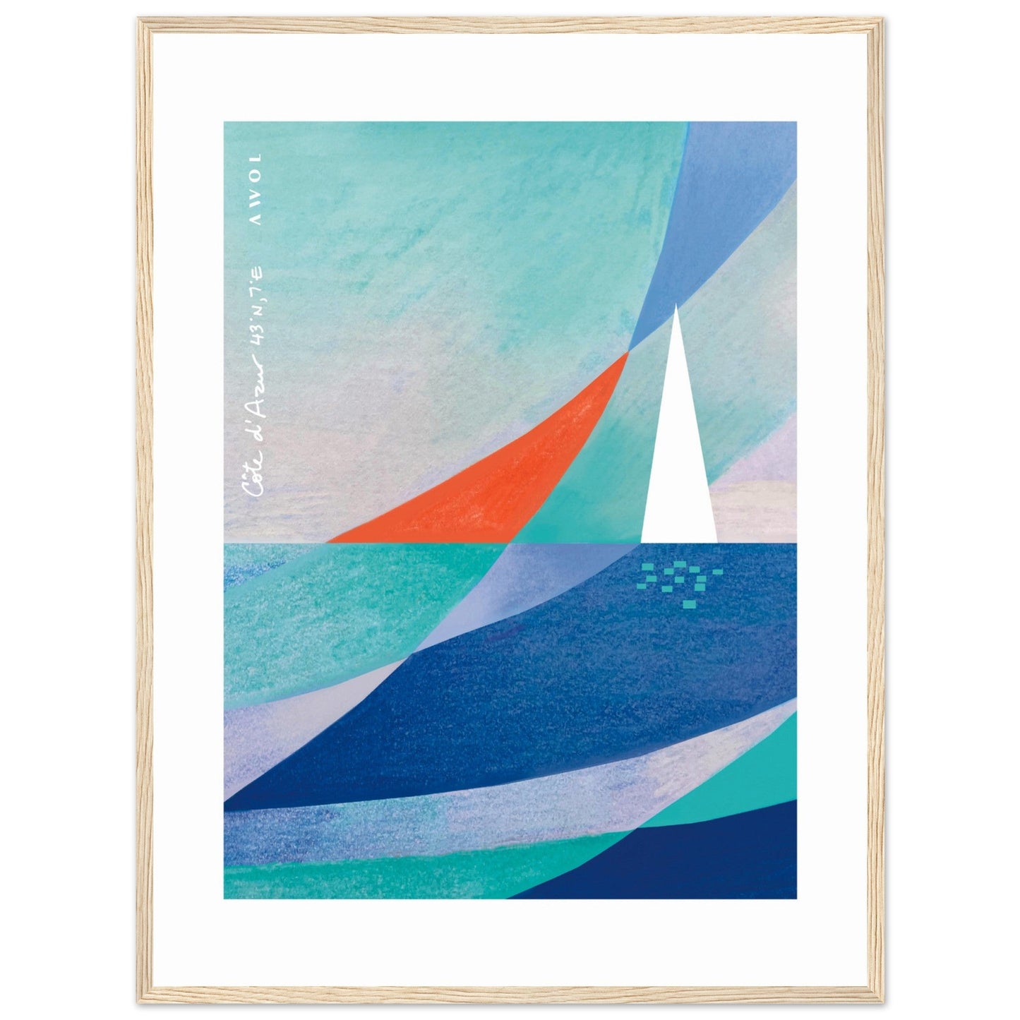 Abstract Sailboat Sailing On The Mediterranean Sea: Wooden Framed Art Print - Creations Awol