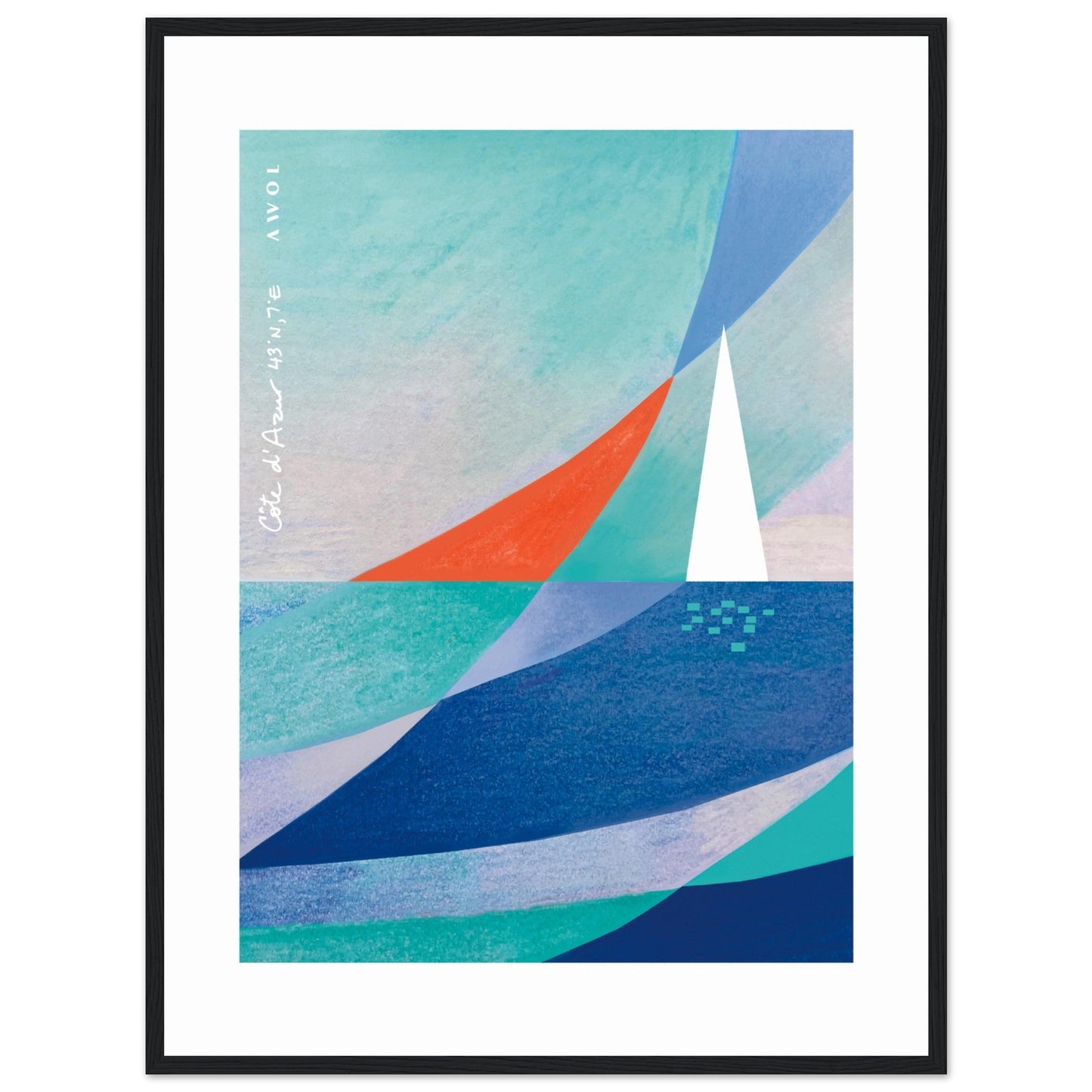 Abstract Sailboat Sailing On The Mediterranean Sea: Wooden Framed Art Print - Creations Awol