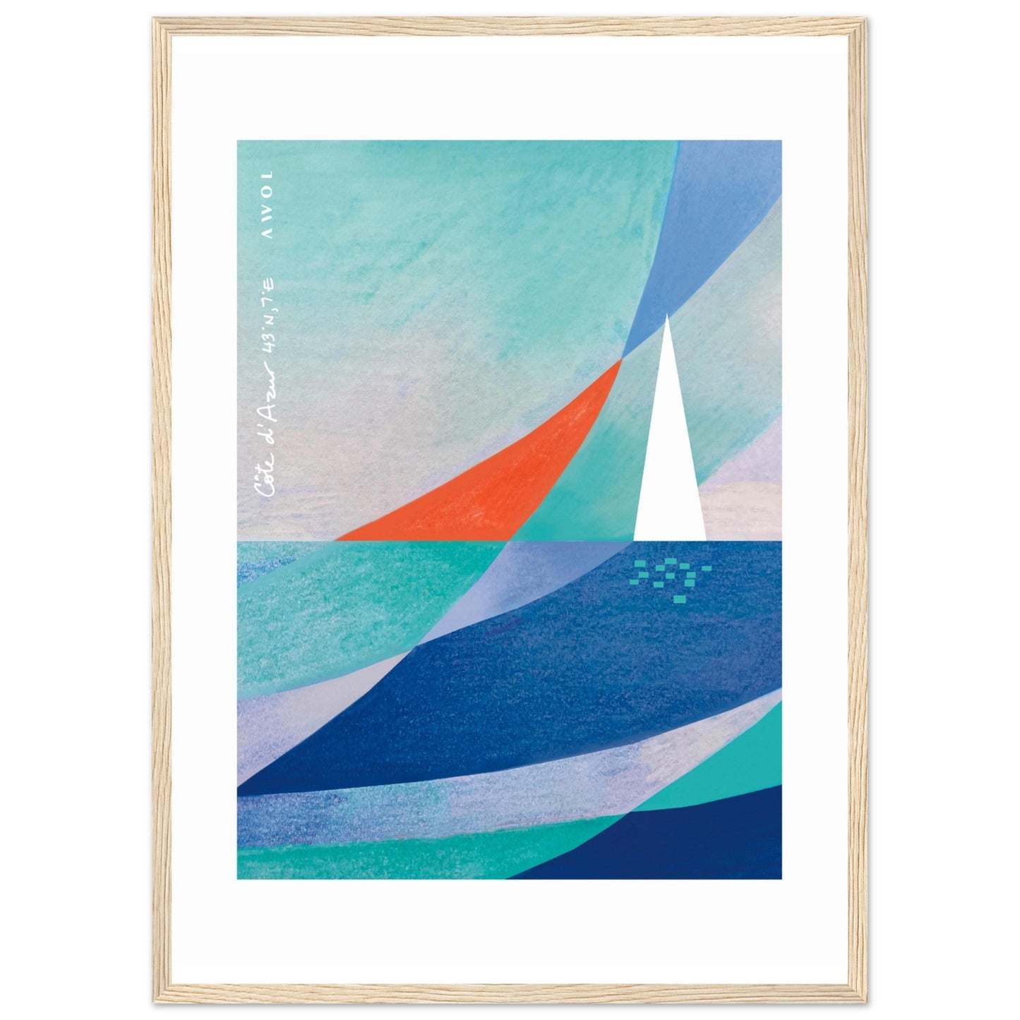Abstract Sailboat Sailing On The Mediterranean Sea: Wooden Framed Art Print - Creations Awol