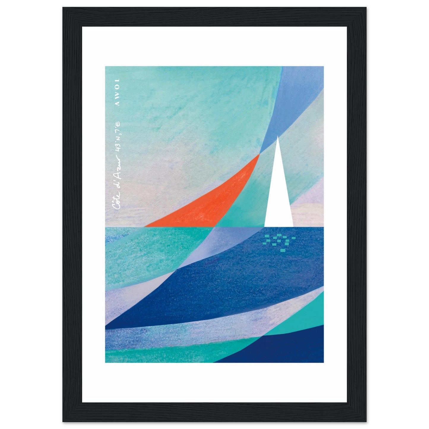 Abstract Sailboat Sailing On The Mediterranean Sea: Wooden Framed Art Print - Creations Awol