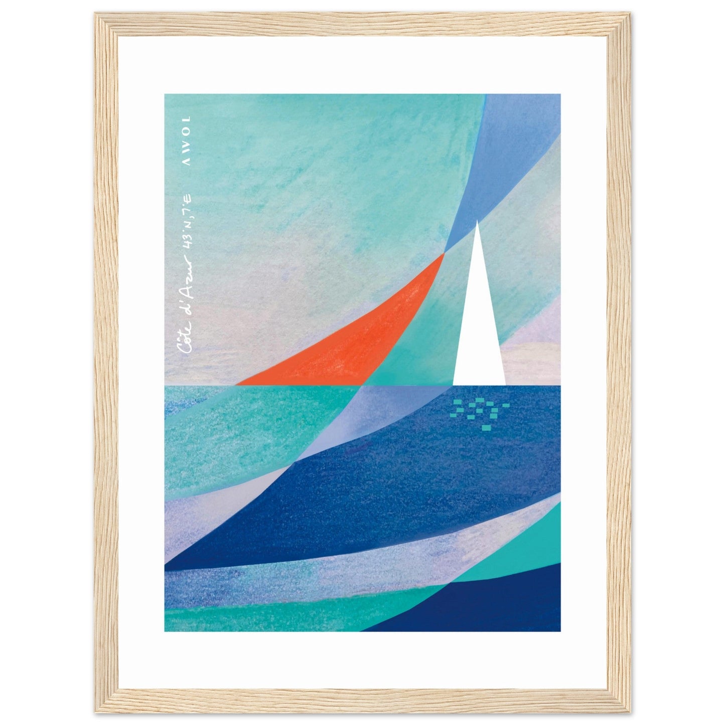 Abstract Sailboat Sailing On The Mediterranean Sea: Wooden Framed Art Print - Creations Awol